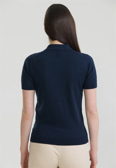 Kadın Basic Düğmeli Triko Polo T-Shirt