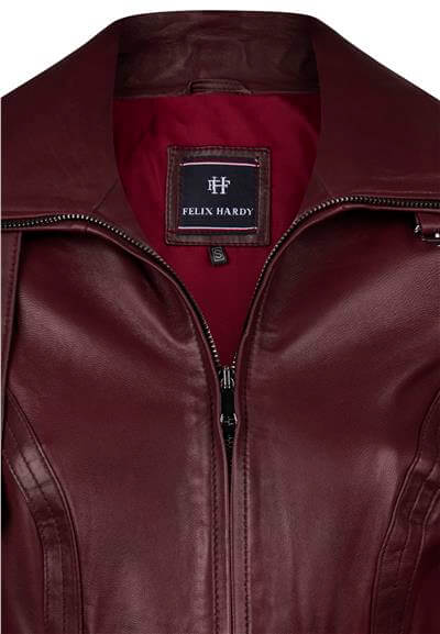 Kadın Bordo Kemerli-Deri Ceket - Bordo