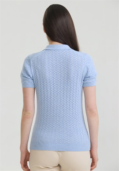 Kadın Delikli Nefes Alabilir Düğmeli Polo T-Shirt
