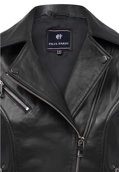 Kadın Slim Fit Çapraz Fermuarlı Deri Ceket - Siyah