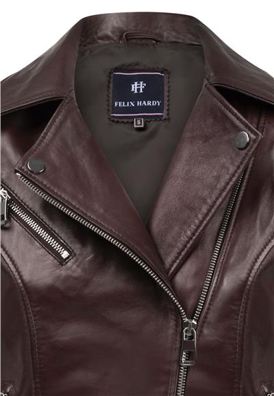 Kadın Slim Fit Çapraz Fermuarlı Deri Ceket - Bordo