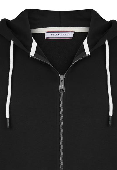 Tam Fermuarlı Kapüşonlu Sweatshirt - Siyah