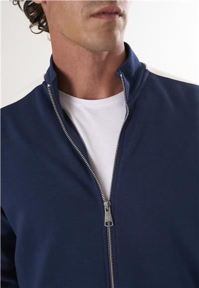Yüksek Yaka Tam Fermuarlı Sweatshirt - Lacivert