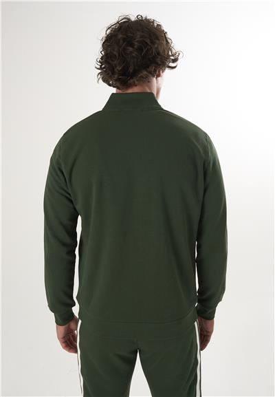 Yüksek Yaka Tam Fermuarlı Sweatshirt - Yeşil