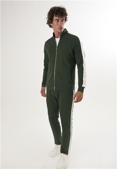 Yüksek Yaka Tam Fermuarlı Sweatshirt - Yeşil
