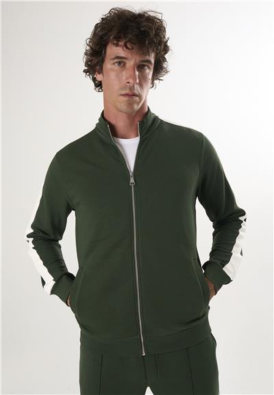 Yüksek Yaka Tam Fermuarlı Sweatshirt - Yeşil