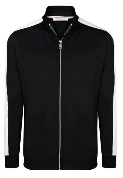 Yüksek Yaka Tam Fermuarlı Sweatshirt - Siyah