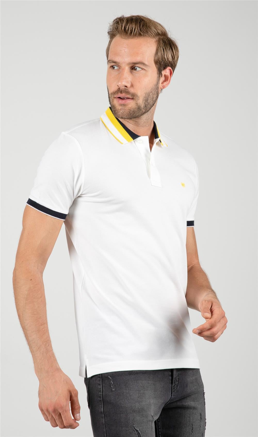 Düğme Detaylı Düz Polo TişörtFelix HardyFLX1627-3