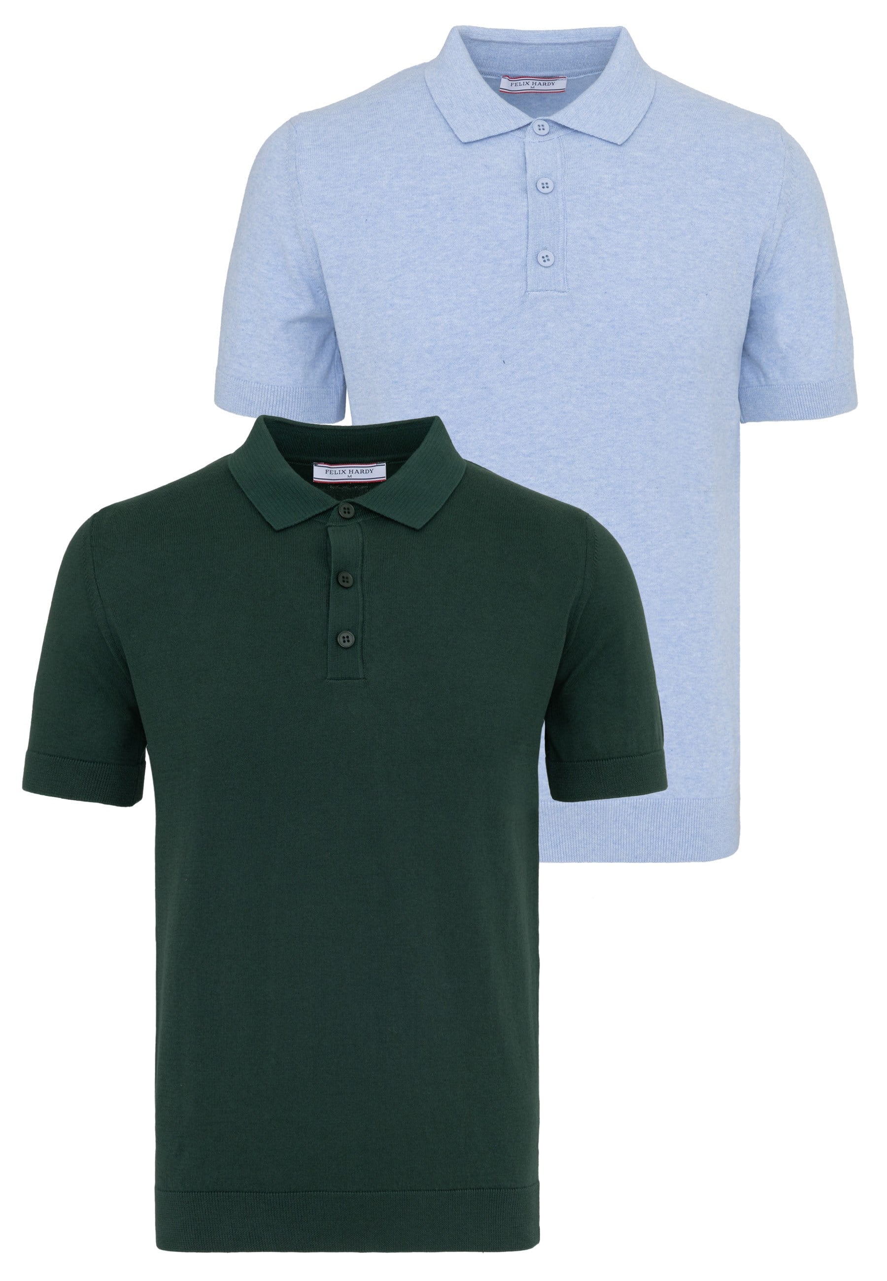 Erkek 2li Polo Yaka Triko Tişört-Koyu Yeşil-MaviFelix HardyFHMPLO883-8
