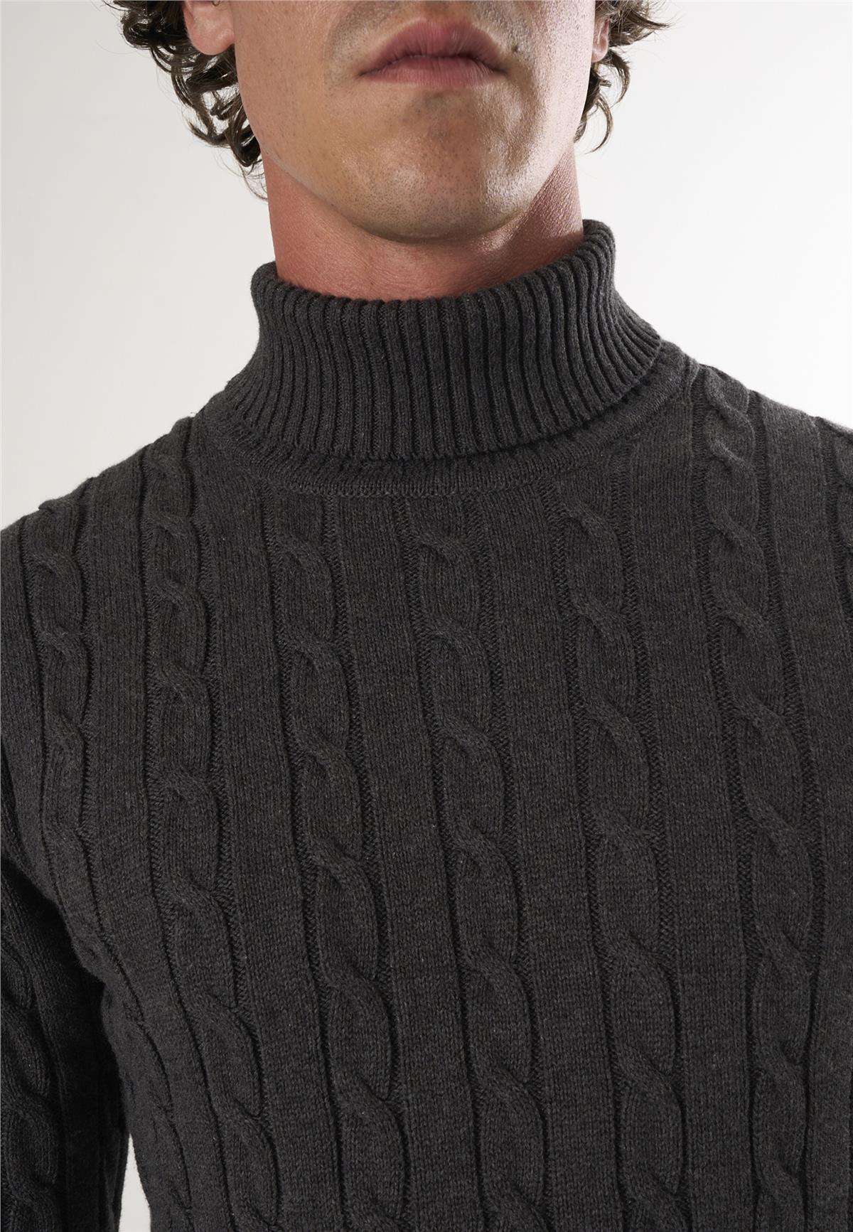 Erkek Balıkçı Yaka Örgü Desenli KazakFelix HardyFHMPLV817-6