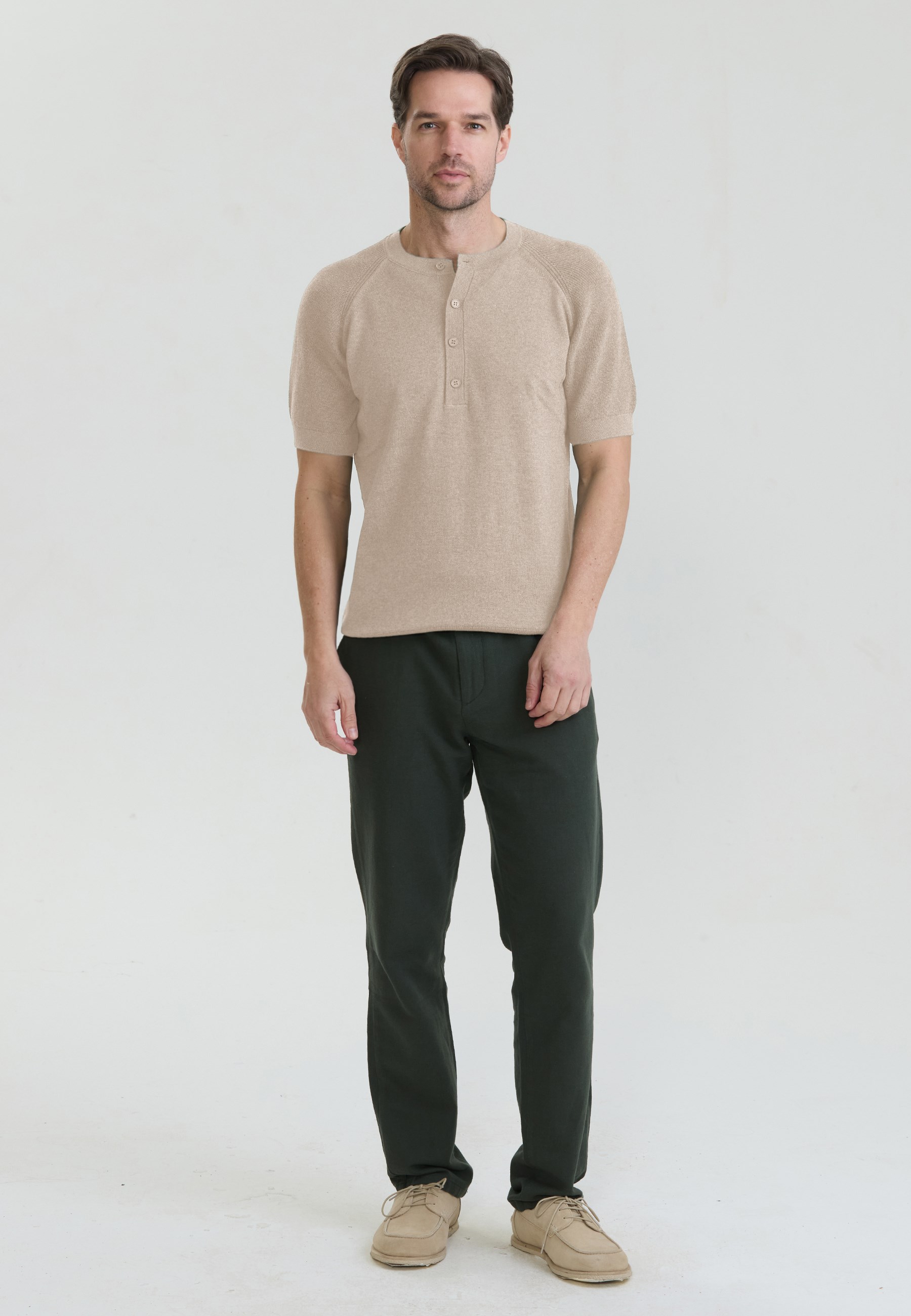 Erkek Basic Bisiklet Yaka Düğme Kapama Detaylı Triko T-ShirtFelix HardyFHMPLO904-6