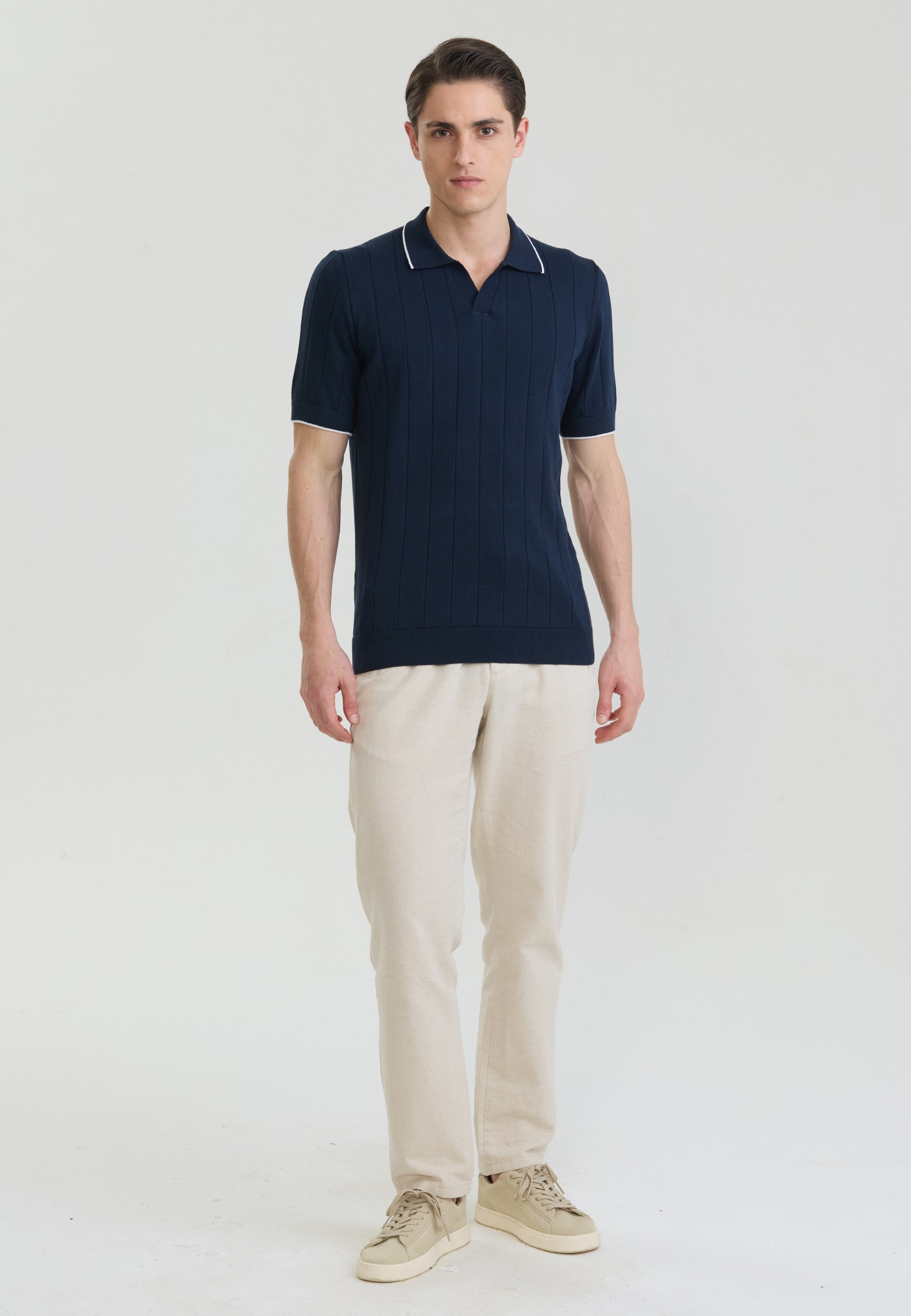 Erkek Basic Düğmesiz Triko Polo T-ShirtFelix HardyFHMPLO919-2