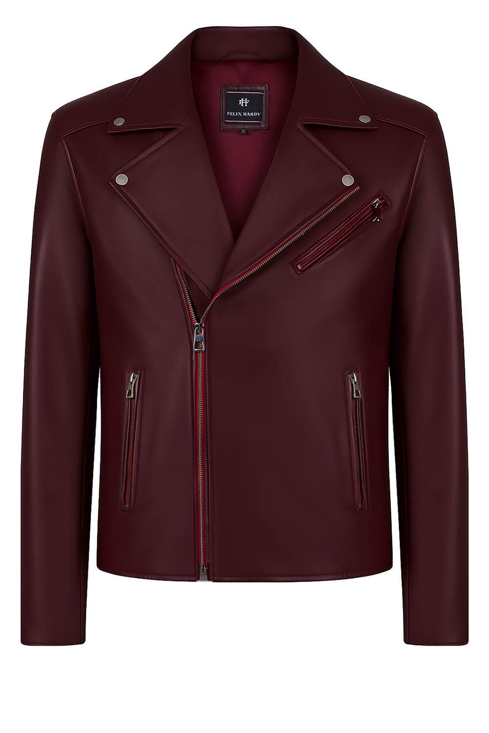 Erkek Bordo Deri Biker CeketFelix HardyFHMLJT028-3