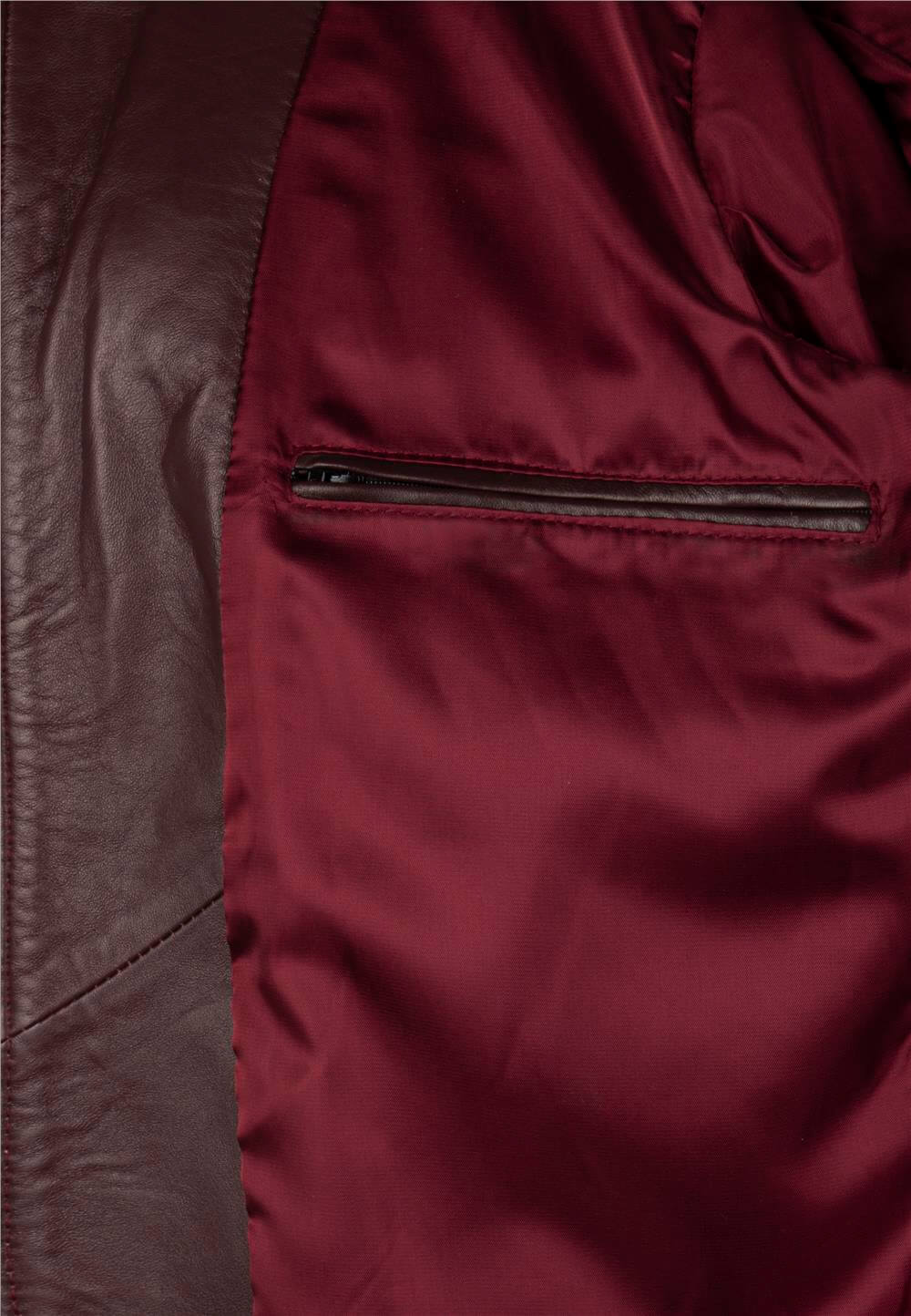 Erkek Bordo -Fermuarlı Deri  Biker CeketFelix HardyFHMLJT031-3