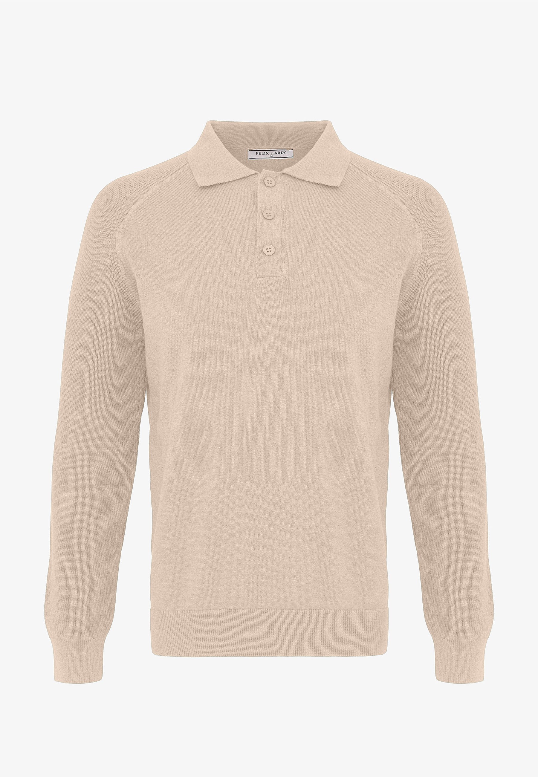 Erkek Düğmeli Polo Yaka  Kazak-BejFelix HardyFHMPLV893-2