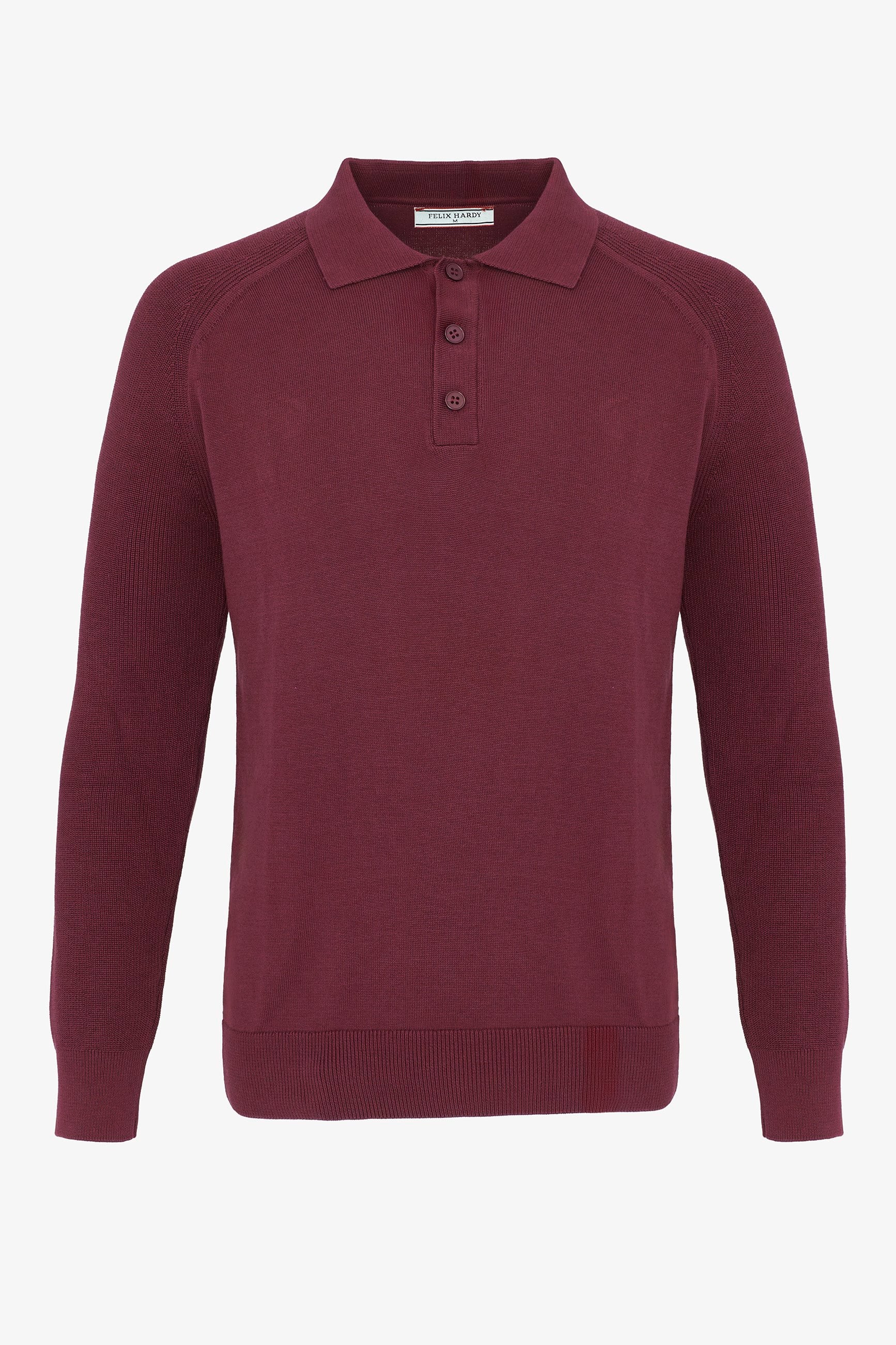 Erkek Düğmeli Polo Yaka  Kazak-BordoFelix HardyFHMPLV893-5