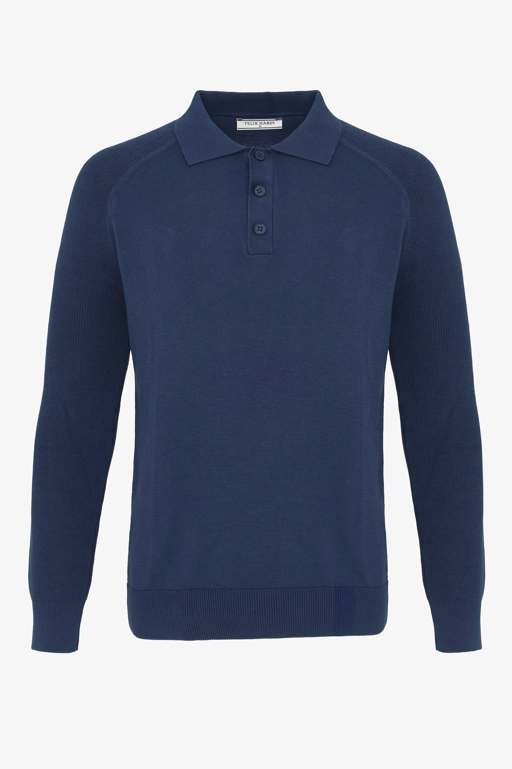 Erkek Düğmeli Polo Yaka  Kazak-LacivertFelix HardyFHMPLV893-4