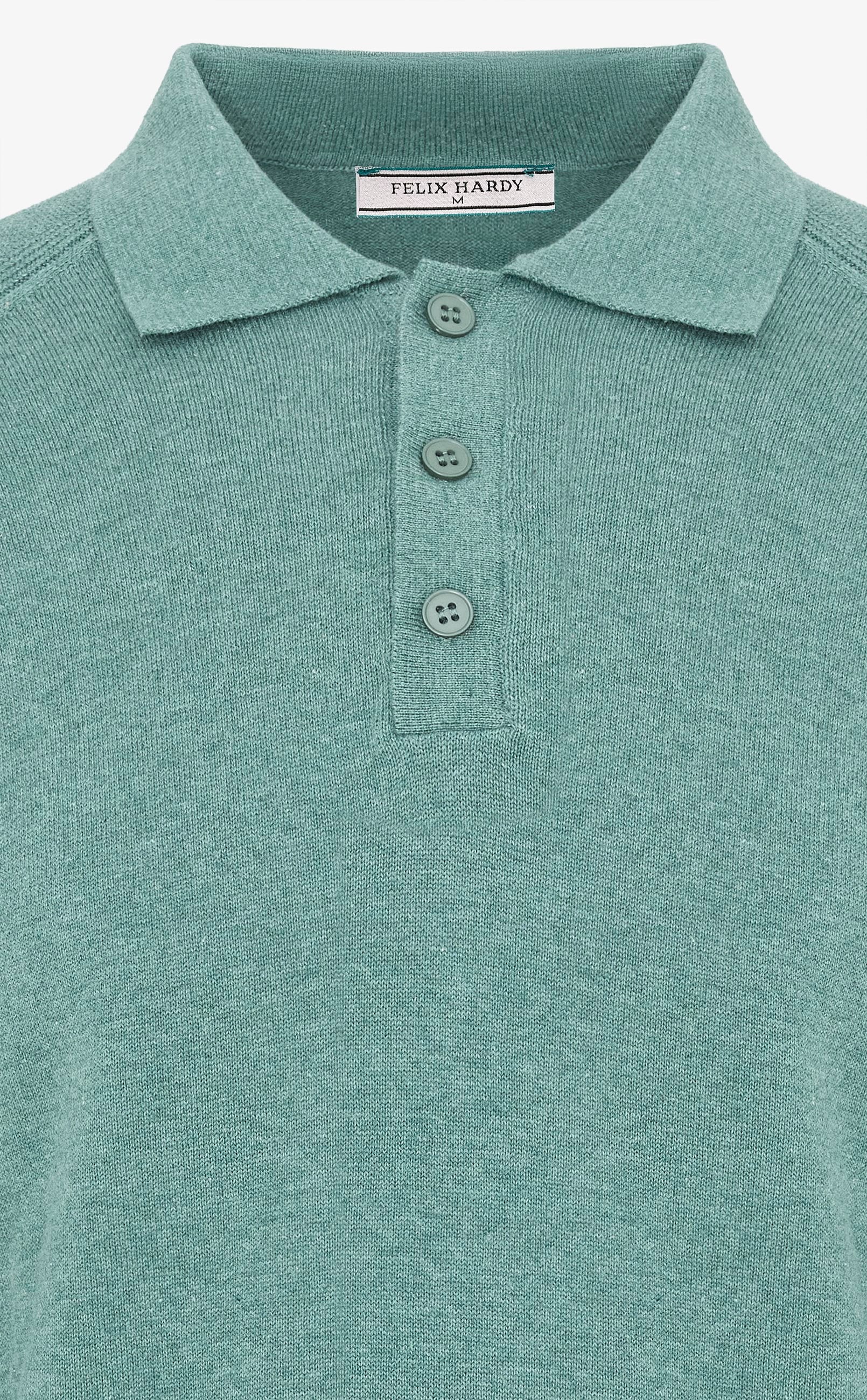 Erkek Düğmeli Polo Yaka  Kazak-YeşilFelix HardyFHMPLV893-1