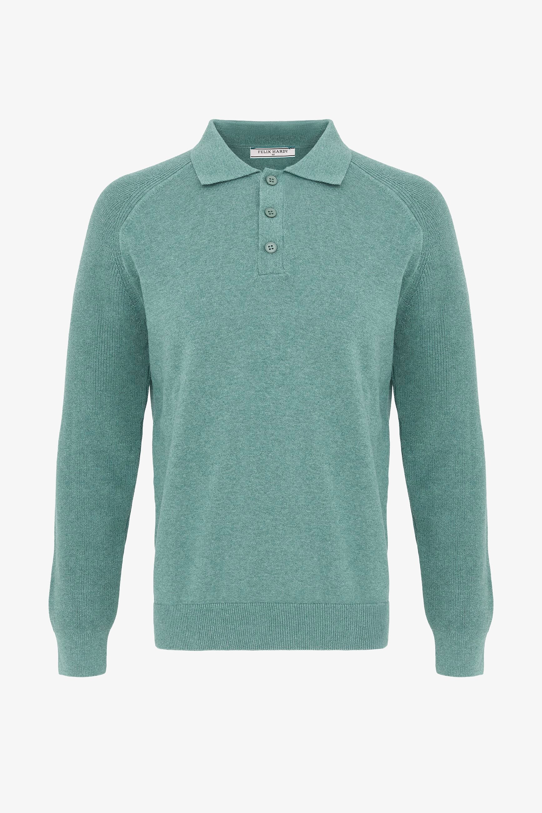 Erkek Düğmeli Polo Yaka  Kazak-YeşilFelix HardyFHMPLV893-1