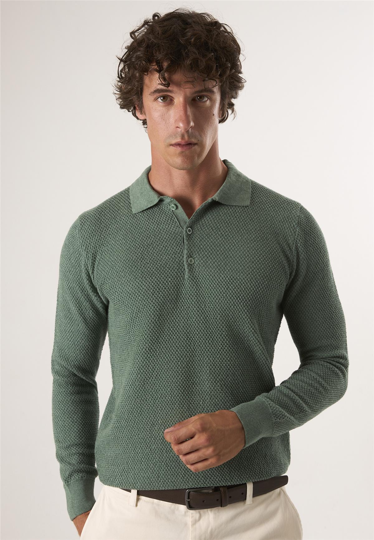 Erkek Düğmeli Polo Yaka Triko KazakFelix HardyFHMPLV836-6