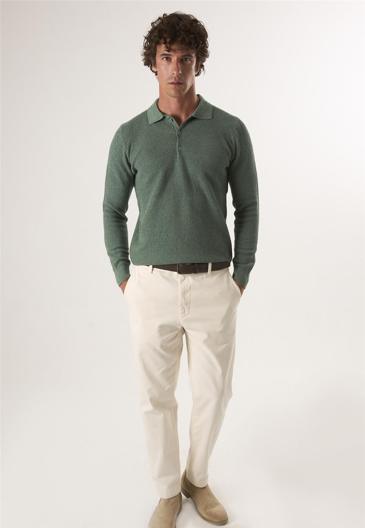 Erkek Düğmeli Polo Yaka Triko KazakFelix HardyFHMPLV836-6