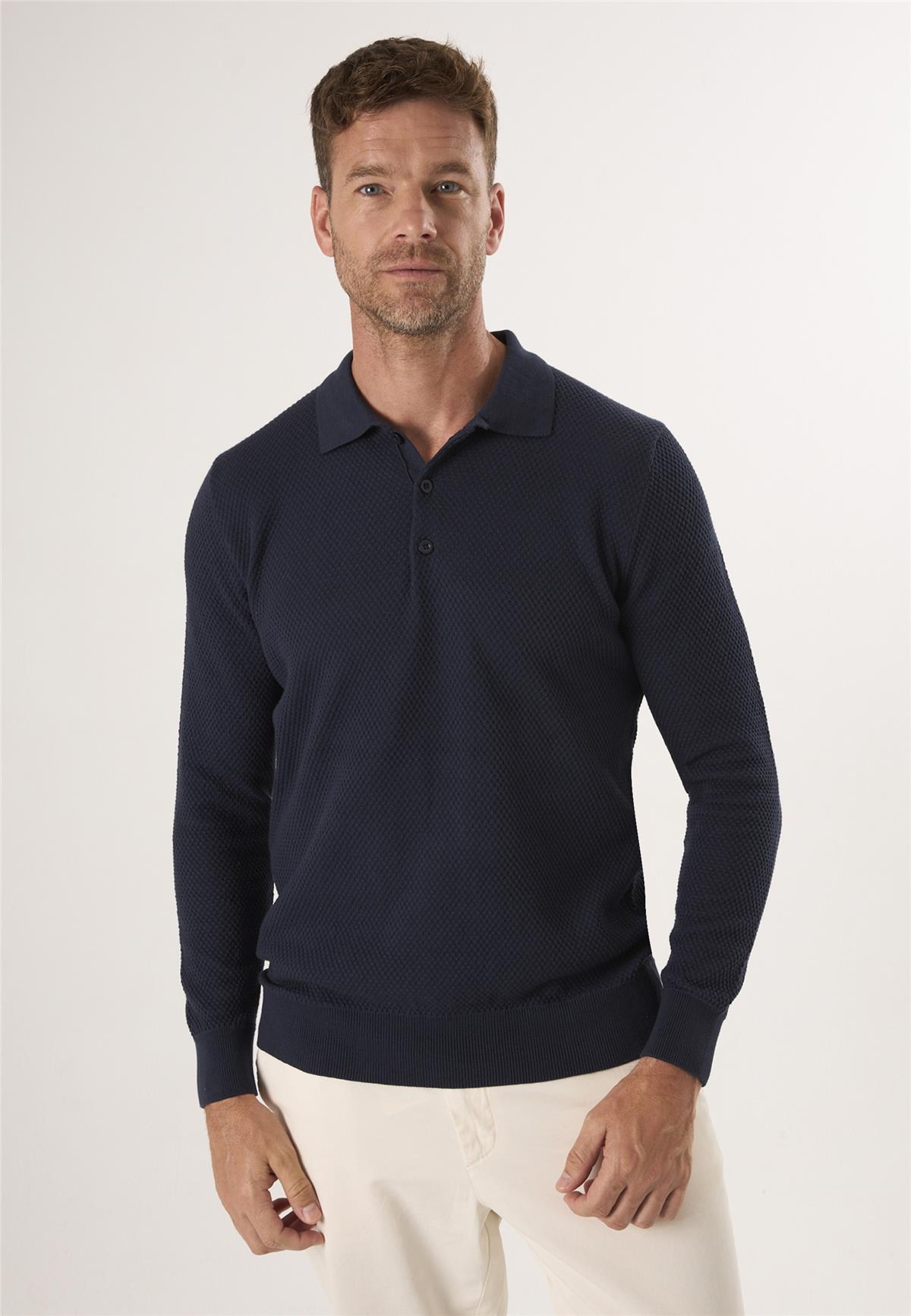 Erkek Düğmeli Polo Yaka Triko KazakFelix HardyFHMPLV836-2