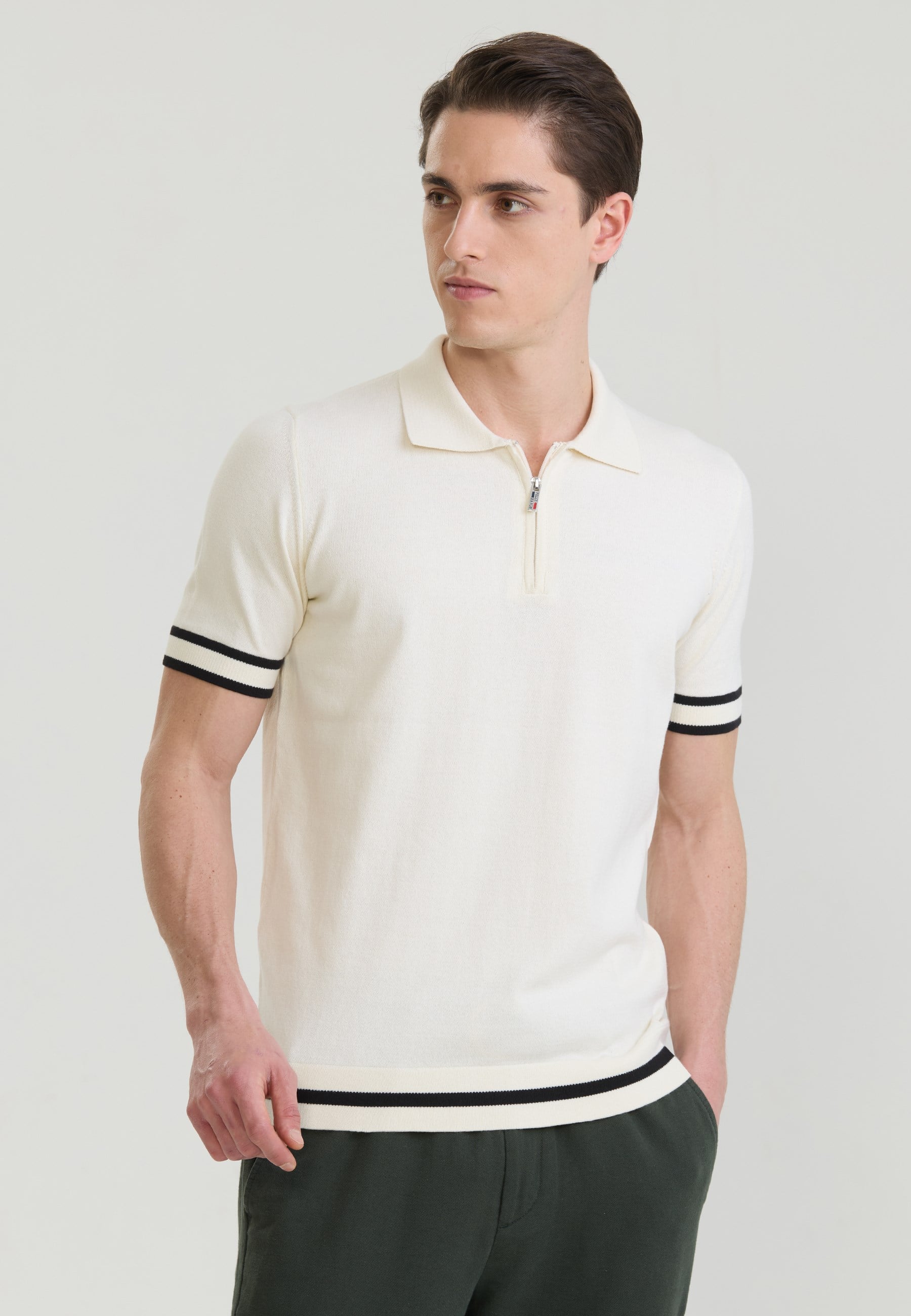 Erkek Fermuar Kapama Detaylı Triko Polo T-ShirtFelix HardyFHMPLO902-5
