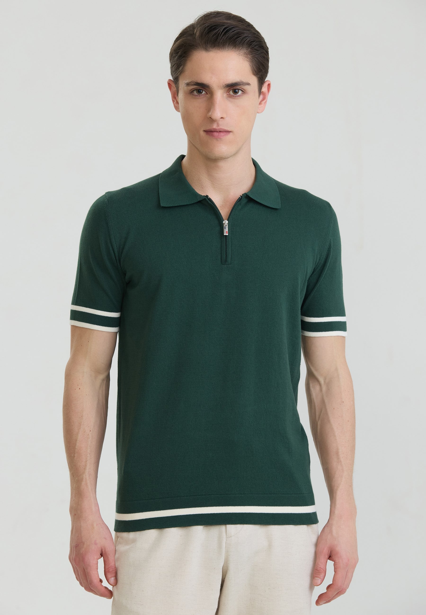 Erkek Fermuar Kapama Detaylı Triko Polo T-ShirtFelix HardyFHMPLO902-4
