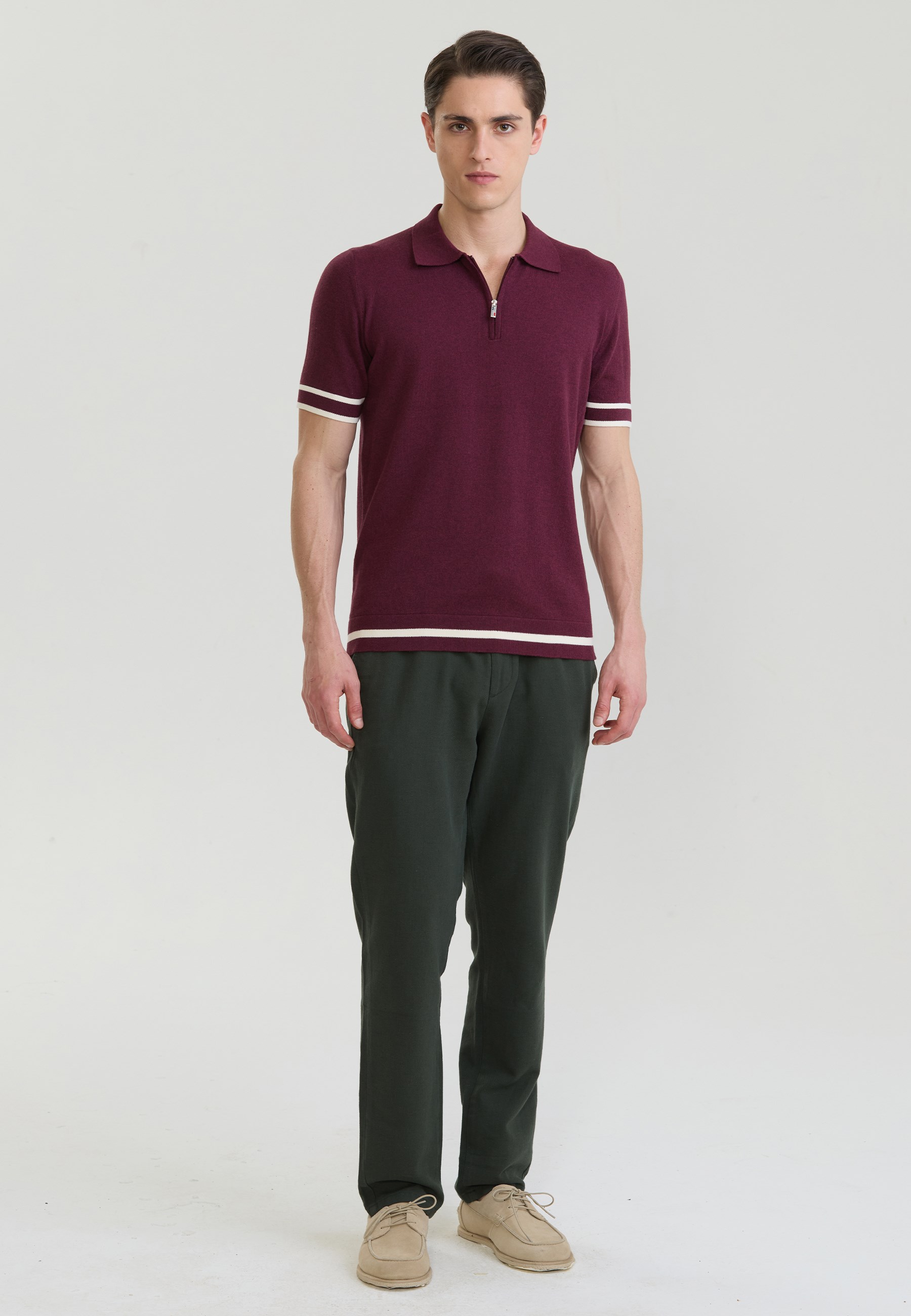 Erkek Fermuar Kapama Detaylı Triko Polo T-ShirtFelix HardyFHMPLO902-6