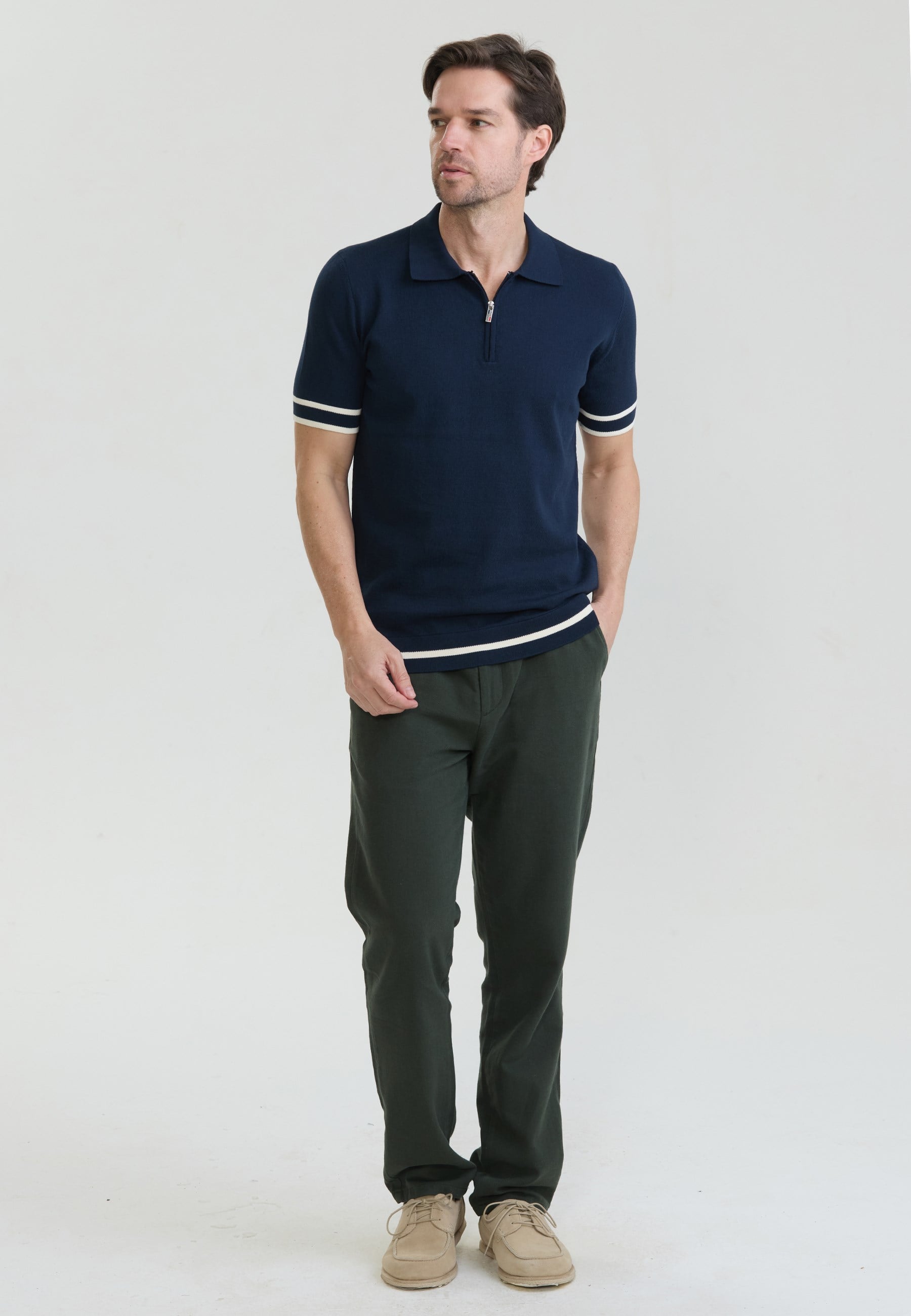 Erkek Fermuar Kapama Detaylı Triko Polo T-ShirtFelix HardyFHMPLO902-2