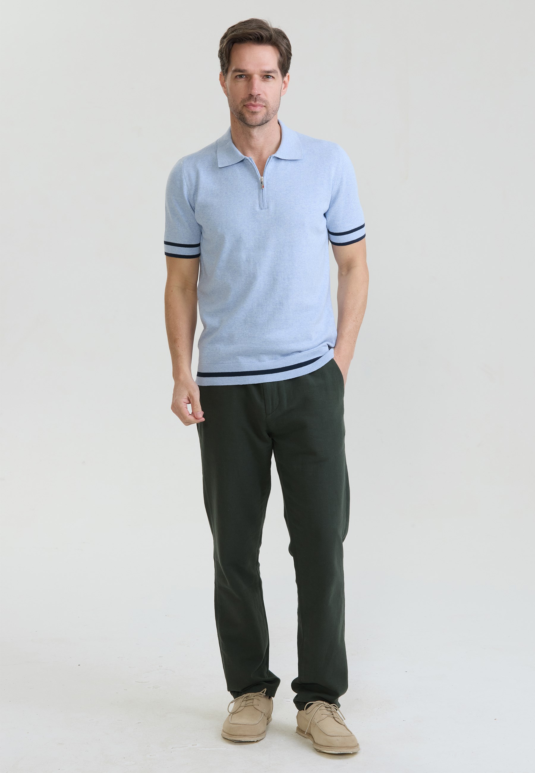 Erkek Fermuar Kapama Detaylı Triko Polo T-ShirtFelix HardyFHMPLO902-3