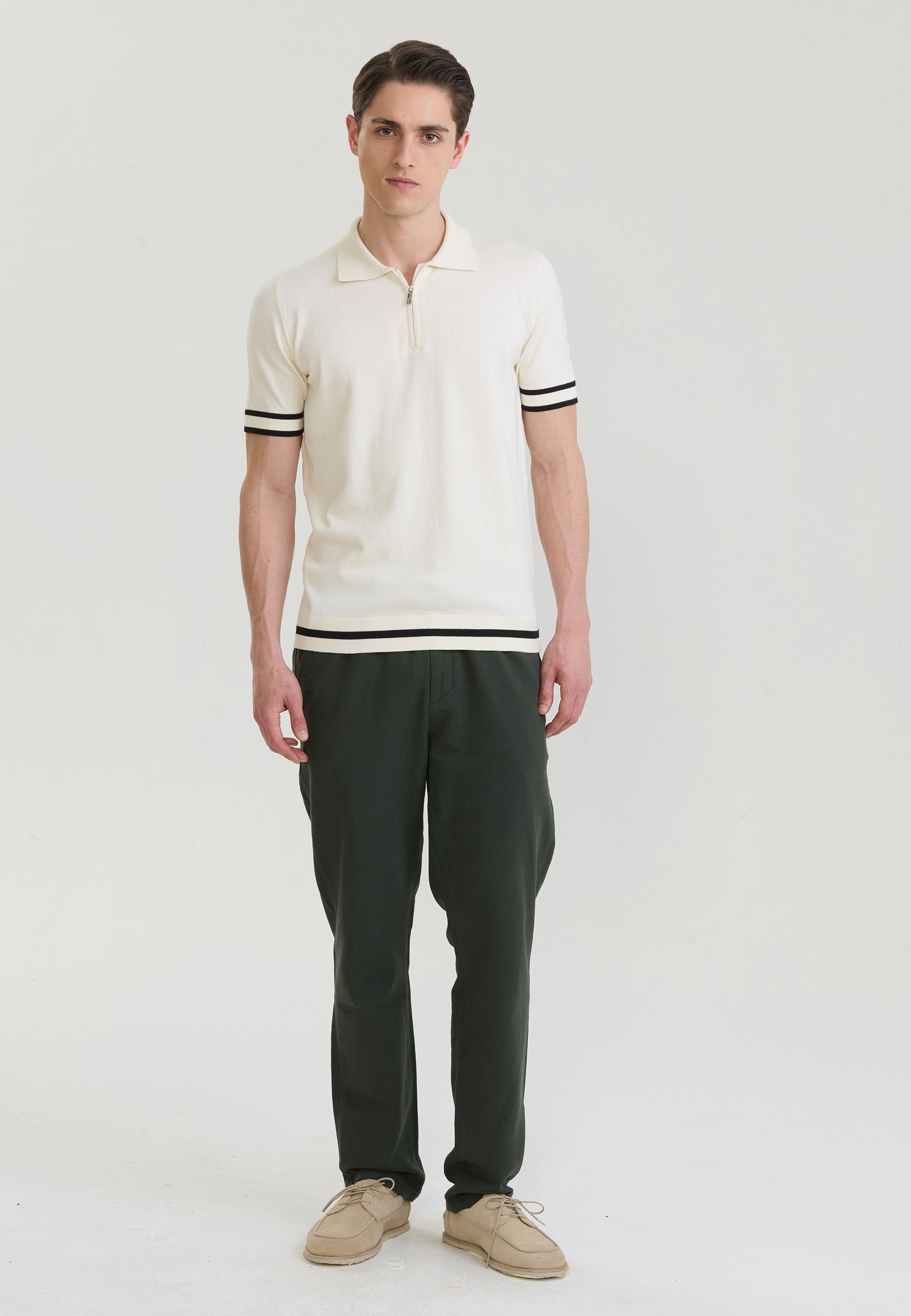 Erkek Fermuar Kapama Detaylı Triko Polo T-ShirtFelix HardyFHMPLO902-5