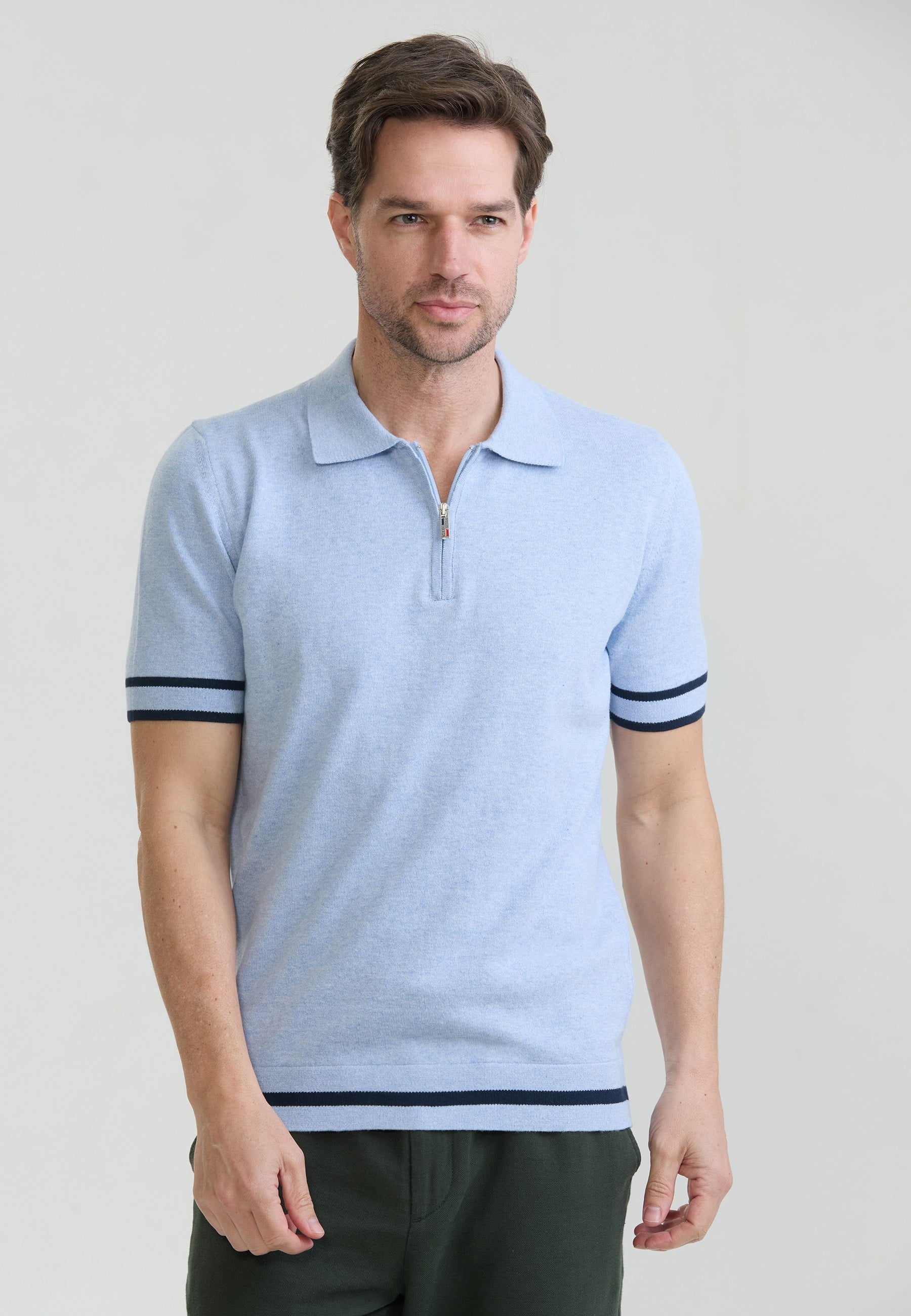 Erkek Fermuar Kapama Detaylı Triko Polo T-ShirtFelix HardyFHMPLO902-3