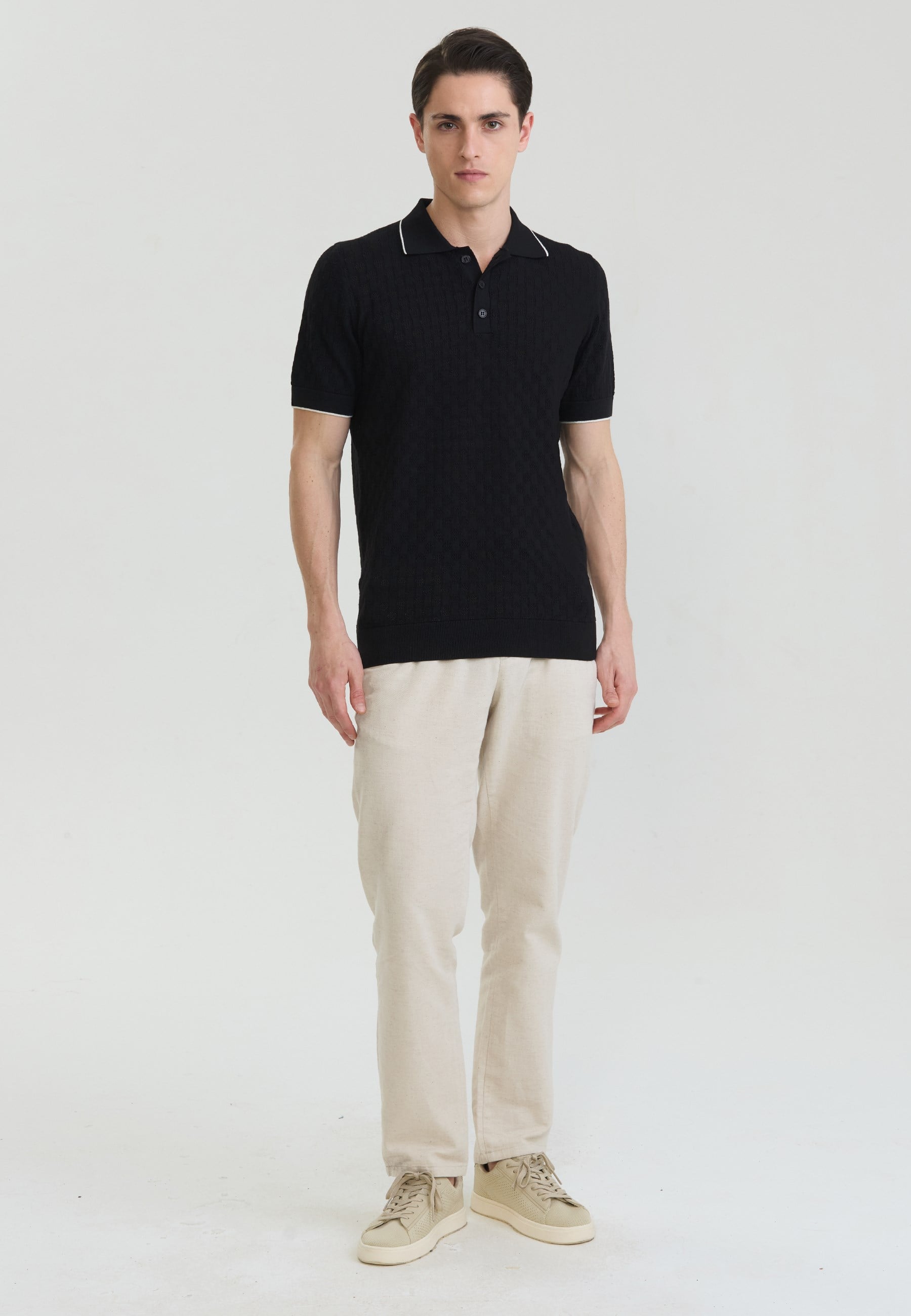 Erkek Nefes Alabilir Delikli Triko Polo T-ShirtFelix HardyFHMPLO905-3