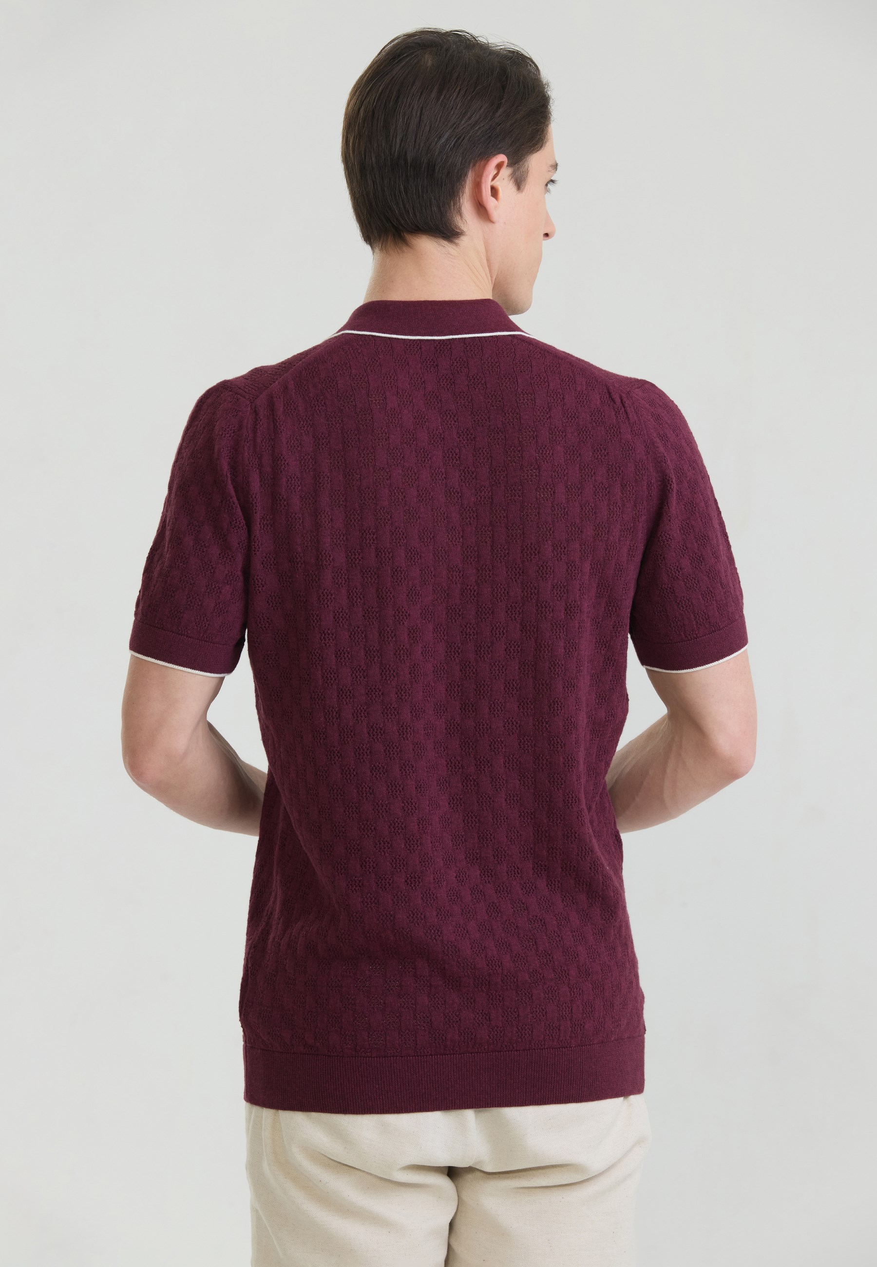 Erkek Nefes Alabilir Delikli Triko Polo T-ShirtFelix HardyFHMPLO905-5