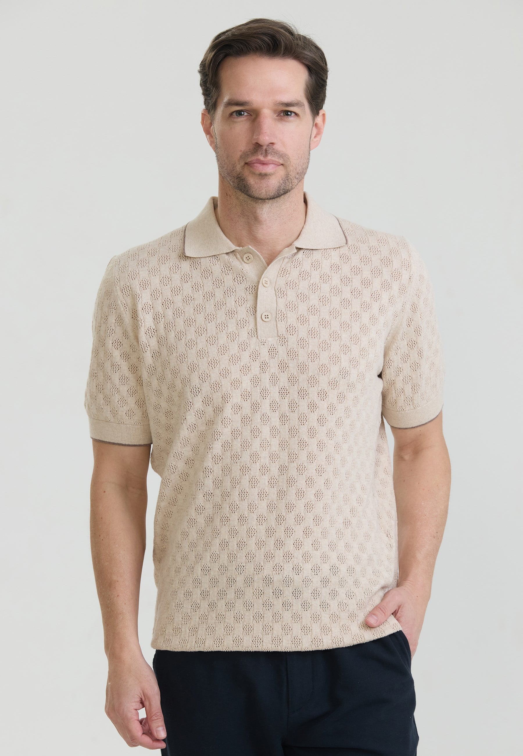 Erkek Nefes Alabilir Delikli Triko Polo T-ShirtFelix HardyFHMPLO905-4