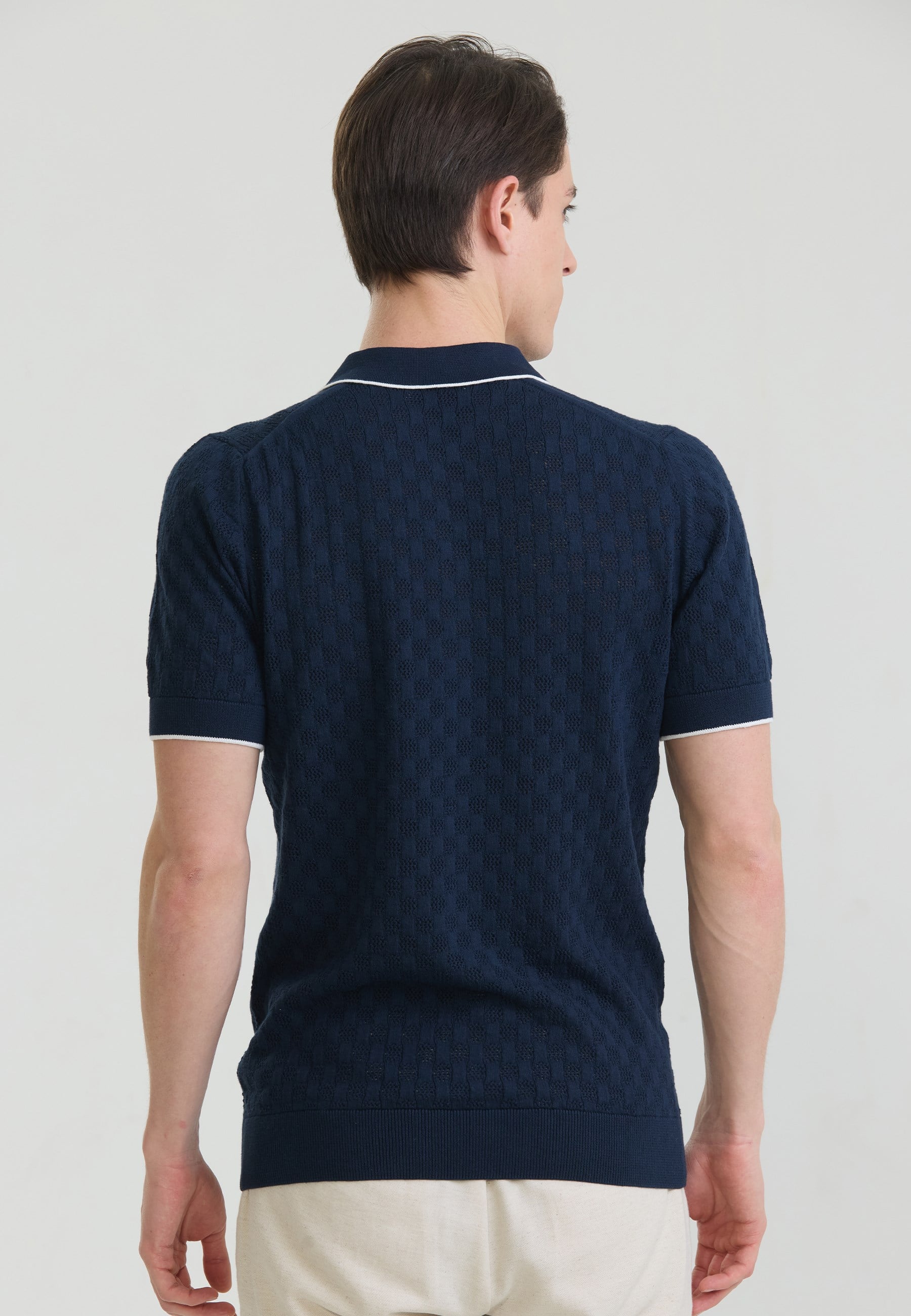 Erkek Nefes Alabilir Delikli Triko Polo T-ShirtFelix HardyFHMPLO905-2