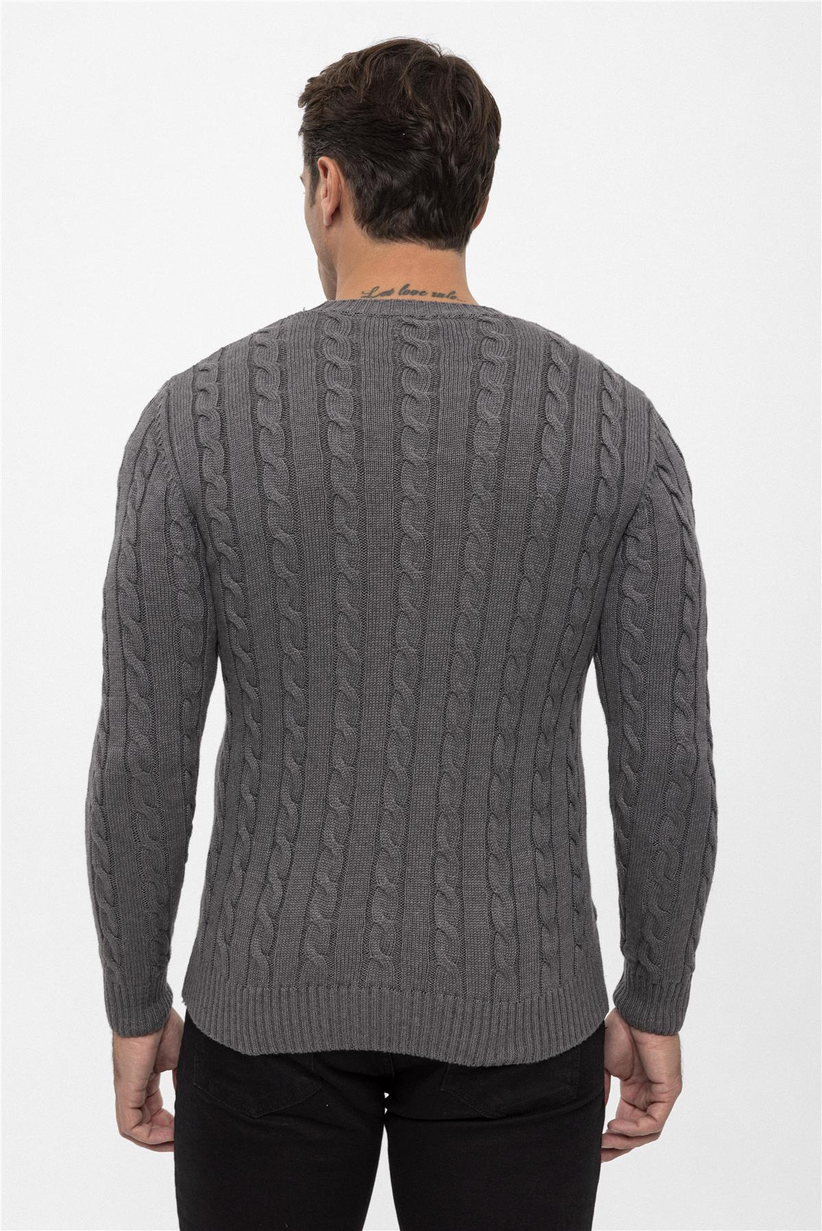 Erkek Örgü Desenli Bisiklet Yaka KazakFelix HardyFHMPLV809-6