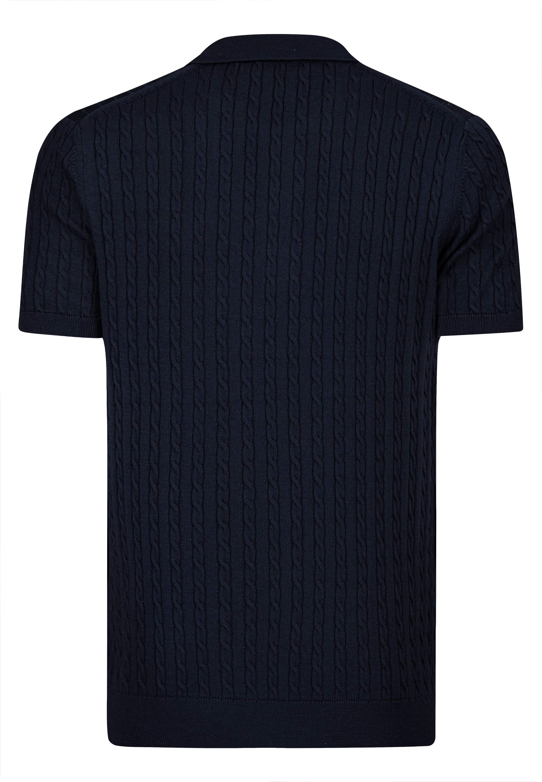 Erkek Saç Örgü Dokulu Triko Polo-LacivertFelix HardyFHMPLO899-6
