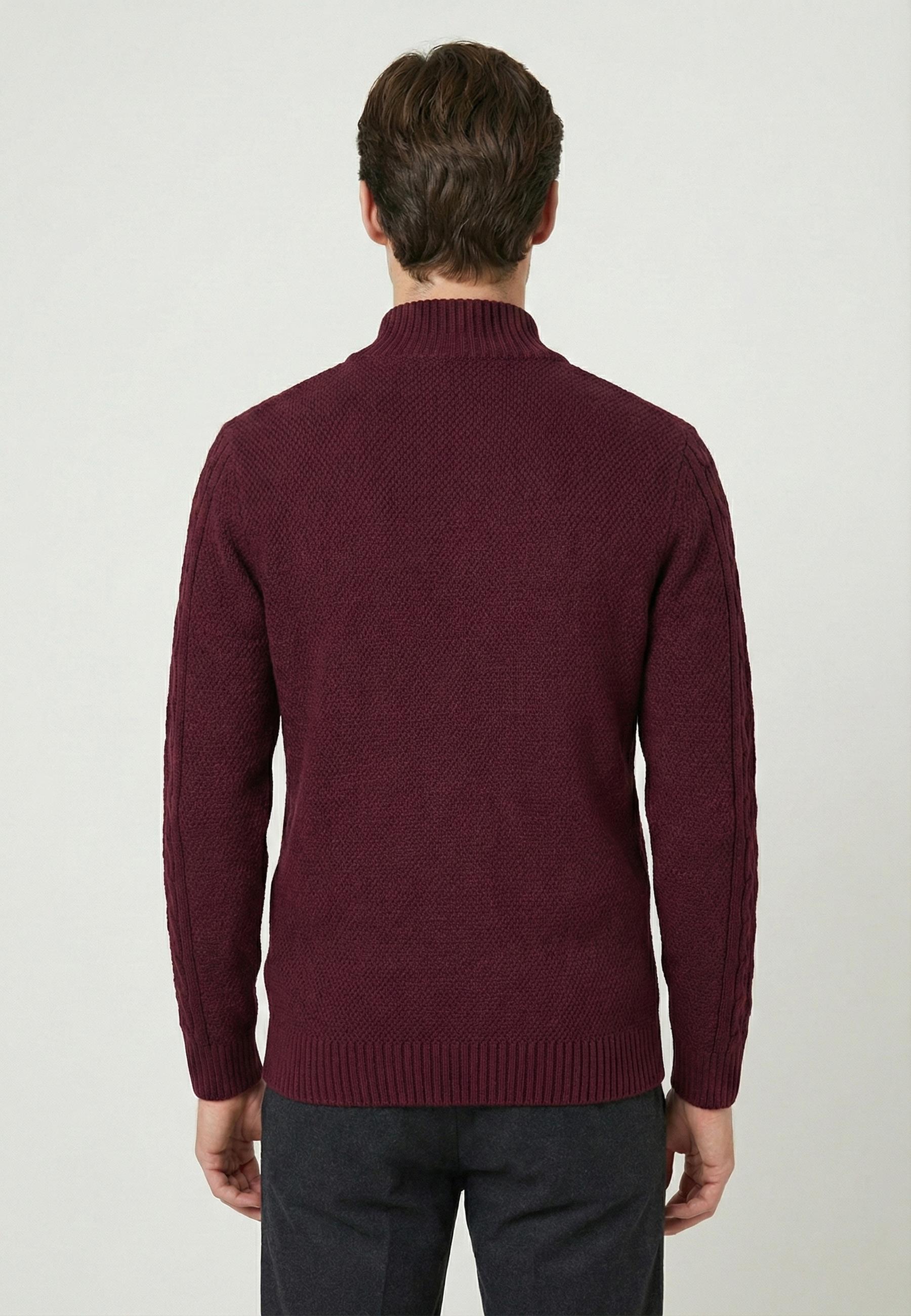 Erkek Tam Fermuarlı Hırka - BordoFelix HardyFHMCRD834-5