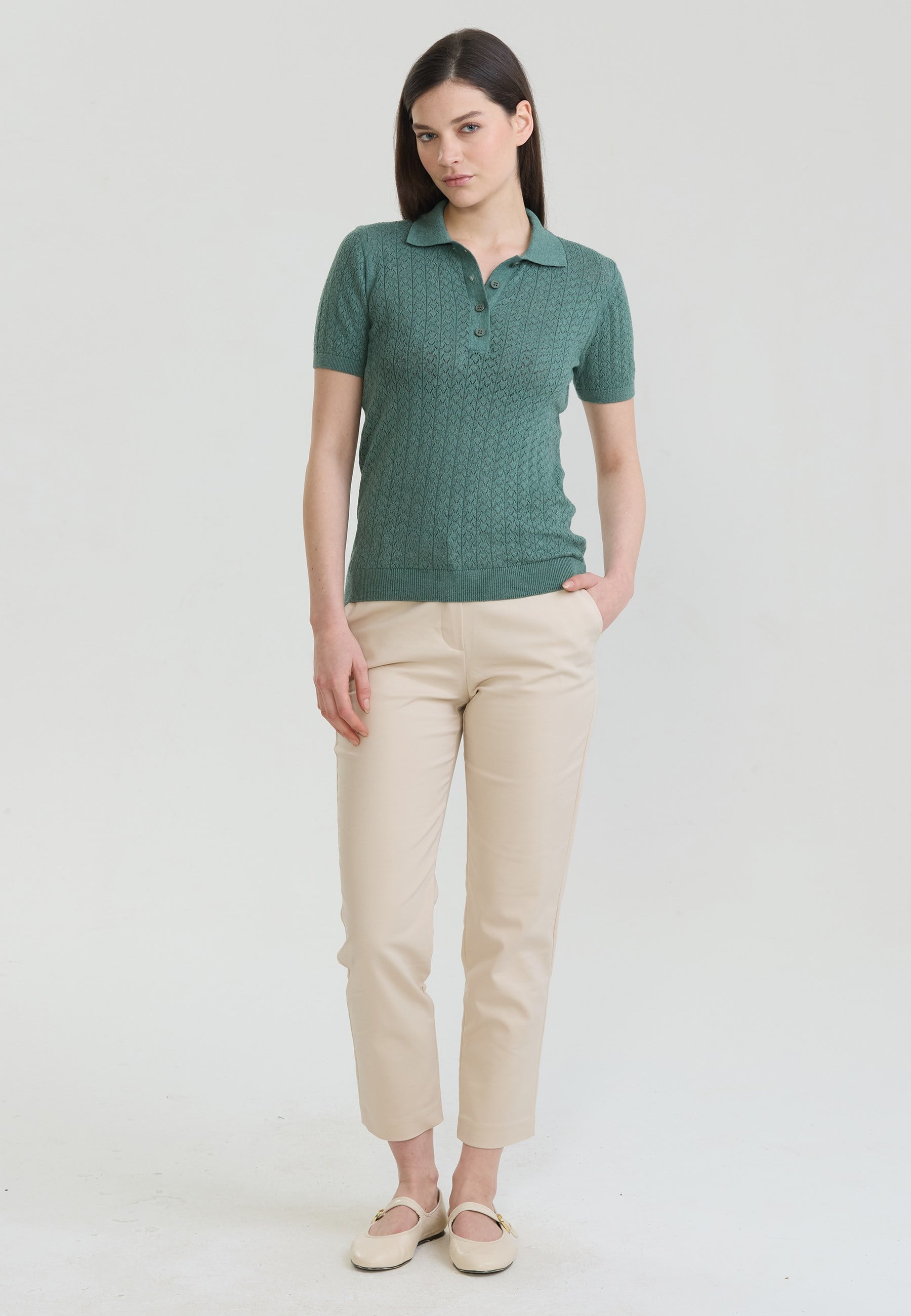 Kadın Delikli Nefes Alabilir Düğmeli Polo T-ShirtFelix HardyFHWPLO922-3