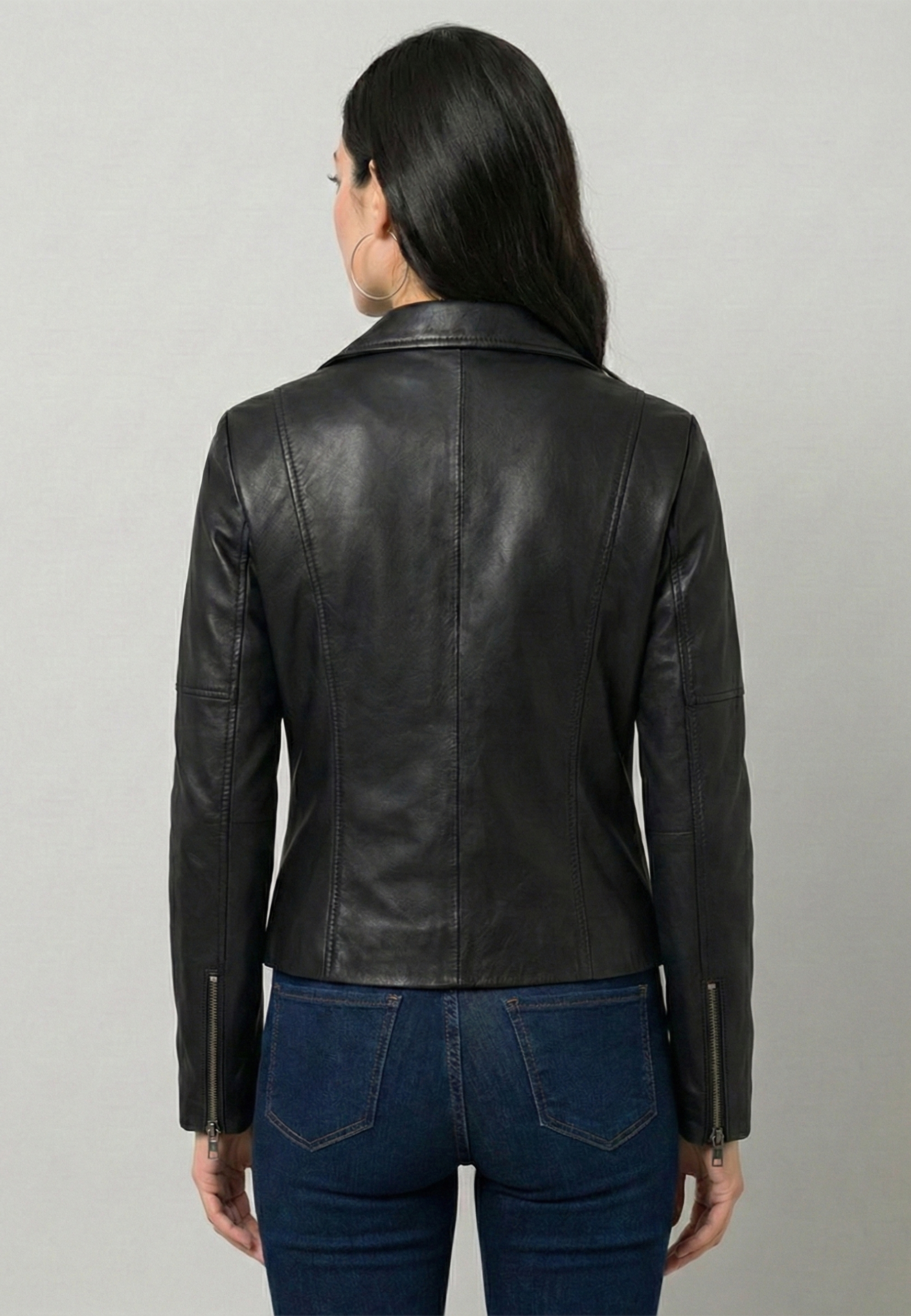 Kadın Slim Fit Çapraz Fermuarlı Deri Ceket - SiyahFelix HardyFHWLJT2017-1