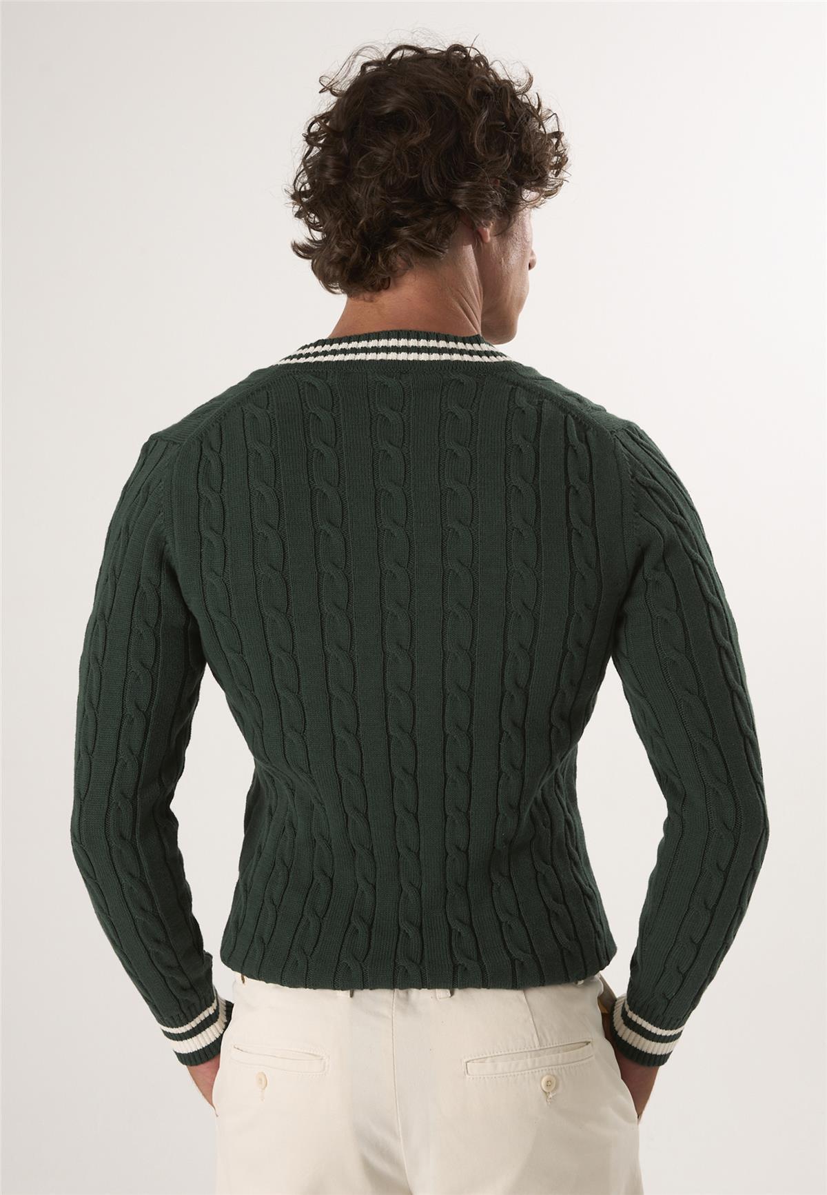 V Yaka Basic Örgü Desenli KazakFelix HardyFHMPLV857-2