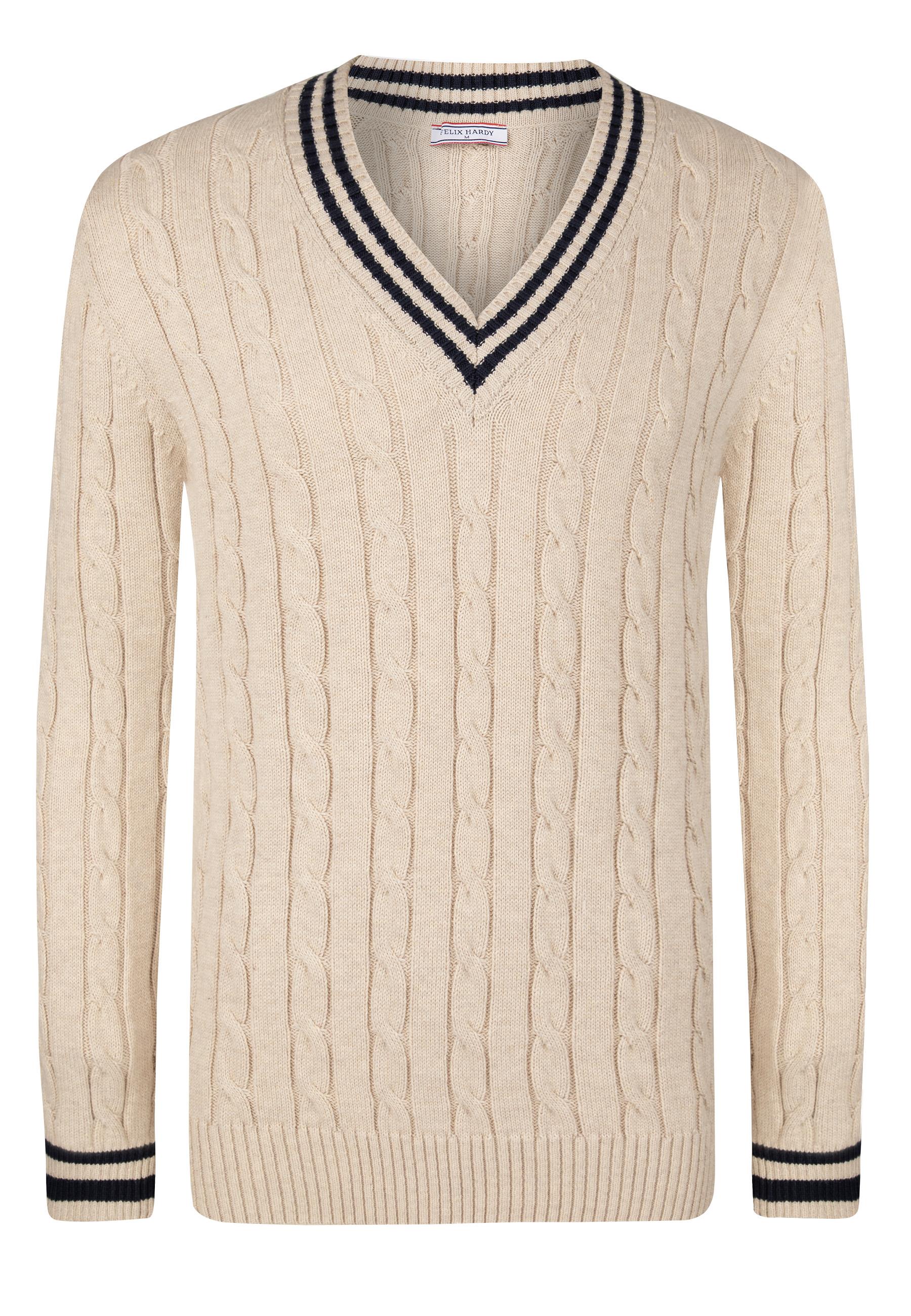 V Yaka Basic Örgü Desenli Kazak - BejFelix HardyFHMPLV857-3