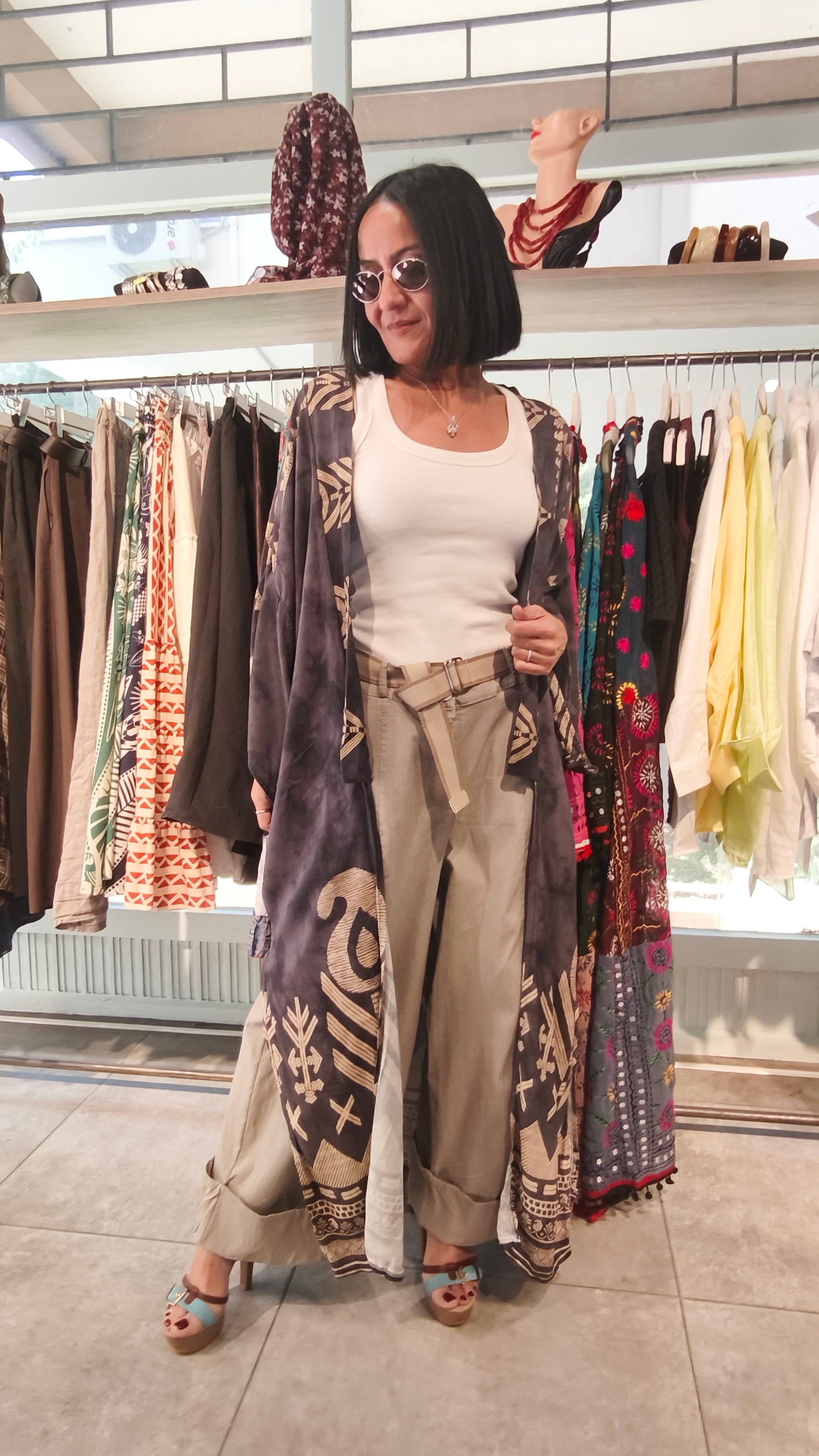Füme Desenli Kimono