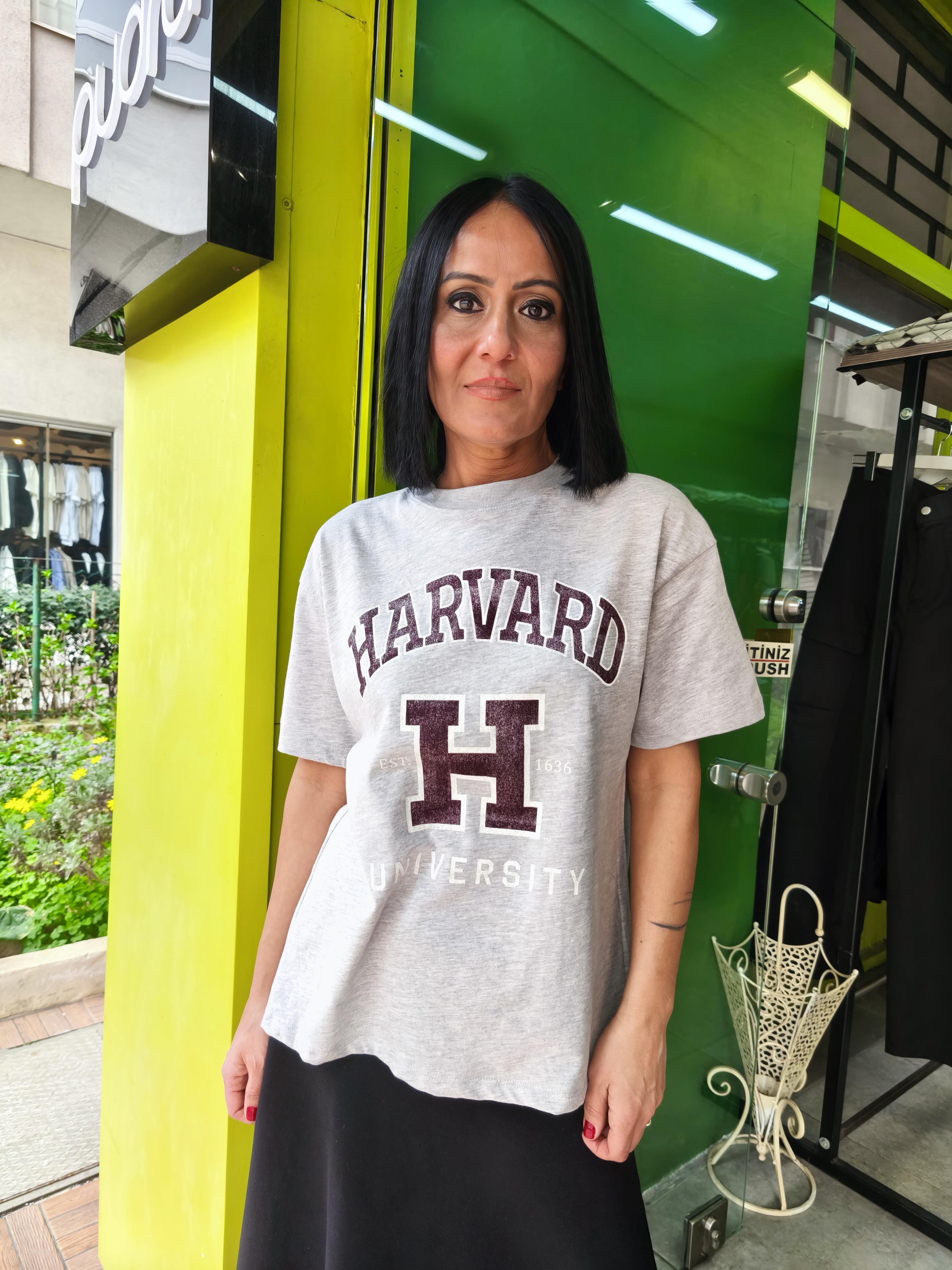 Gri,Önden Baskılı Tişört