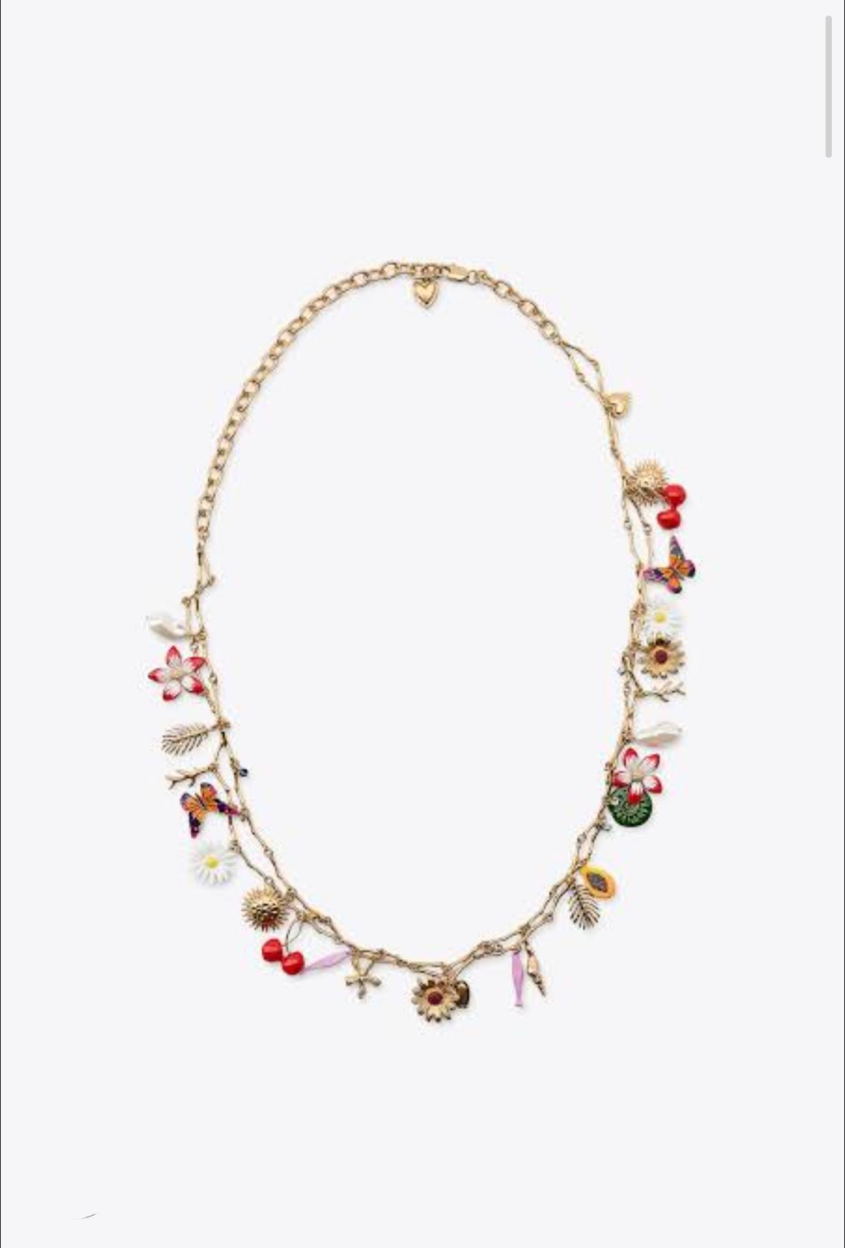 İncili,Kelebekli Charm Kolye