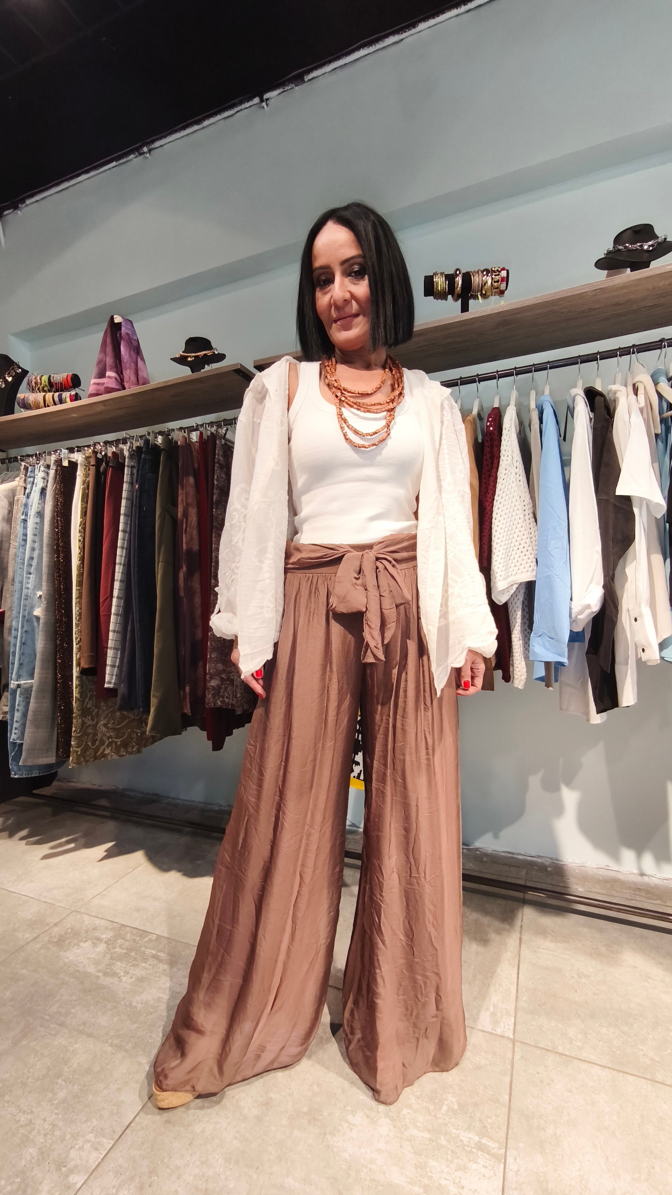 Kahve İpek Pantolon