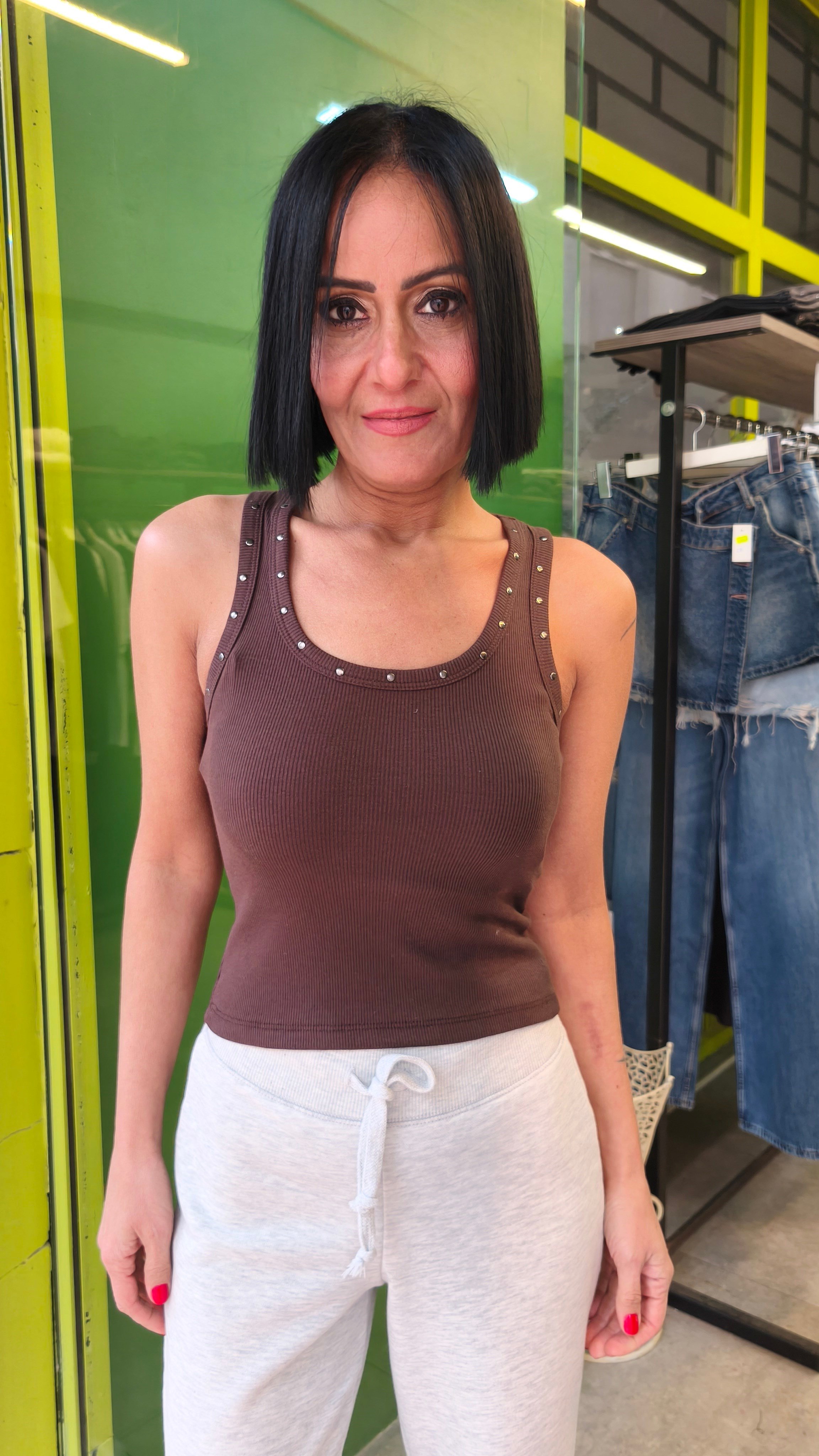 Kahve Kaşkorse Zımbalı Atlet