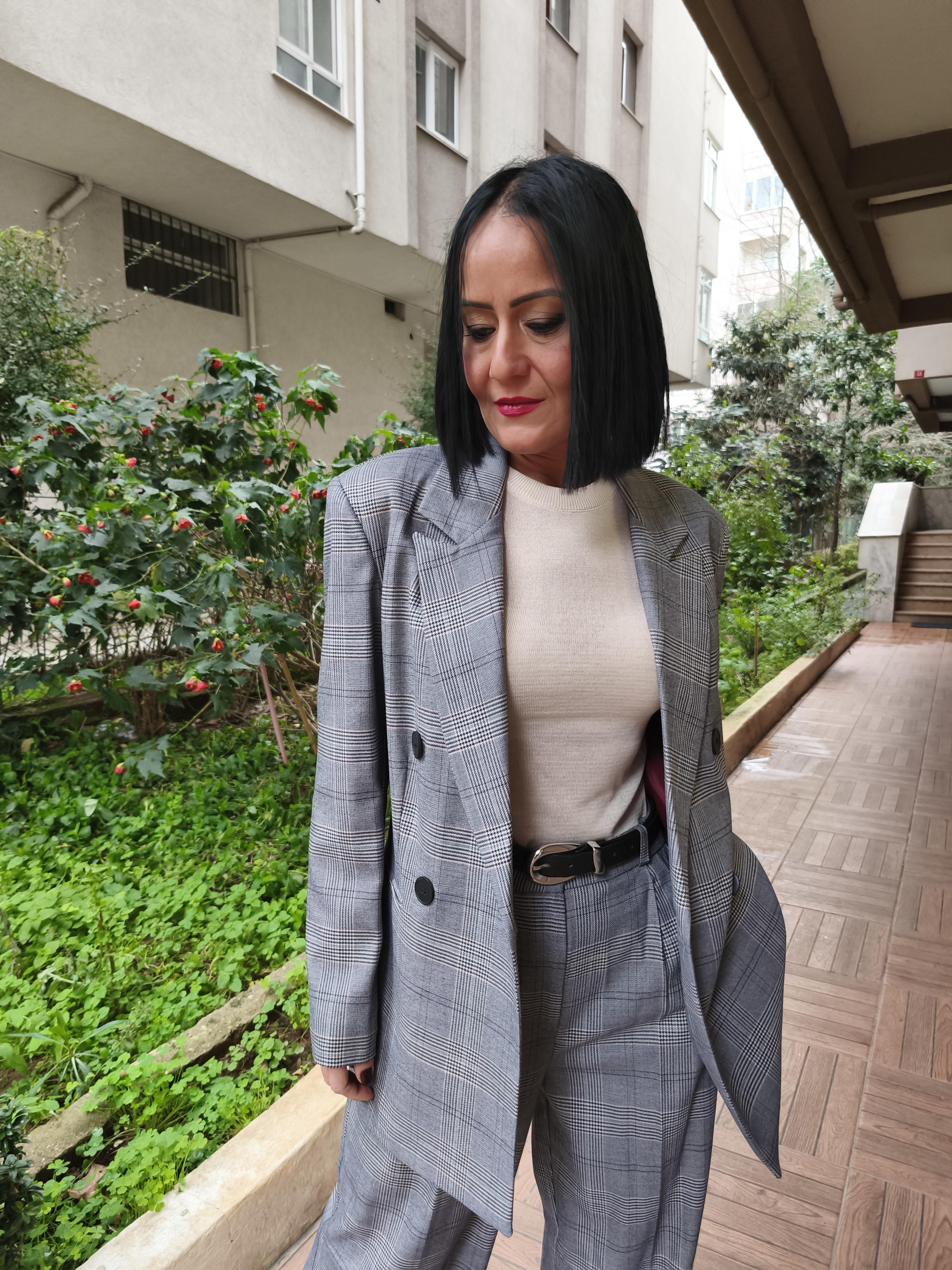 Lacivert Ekose Ceket